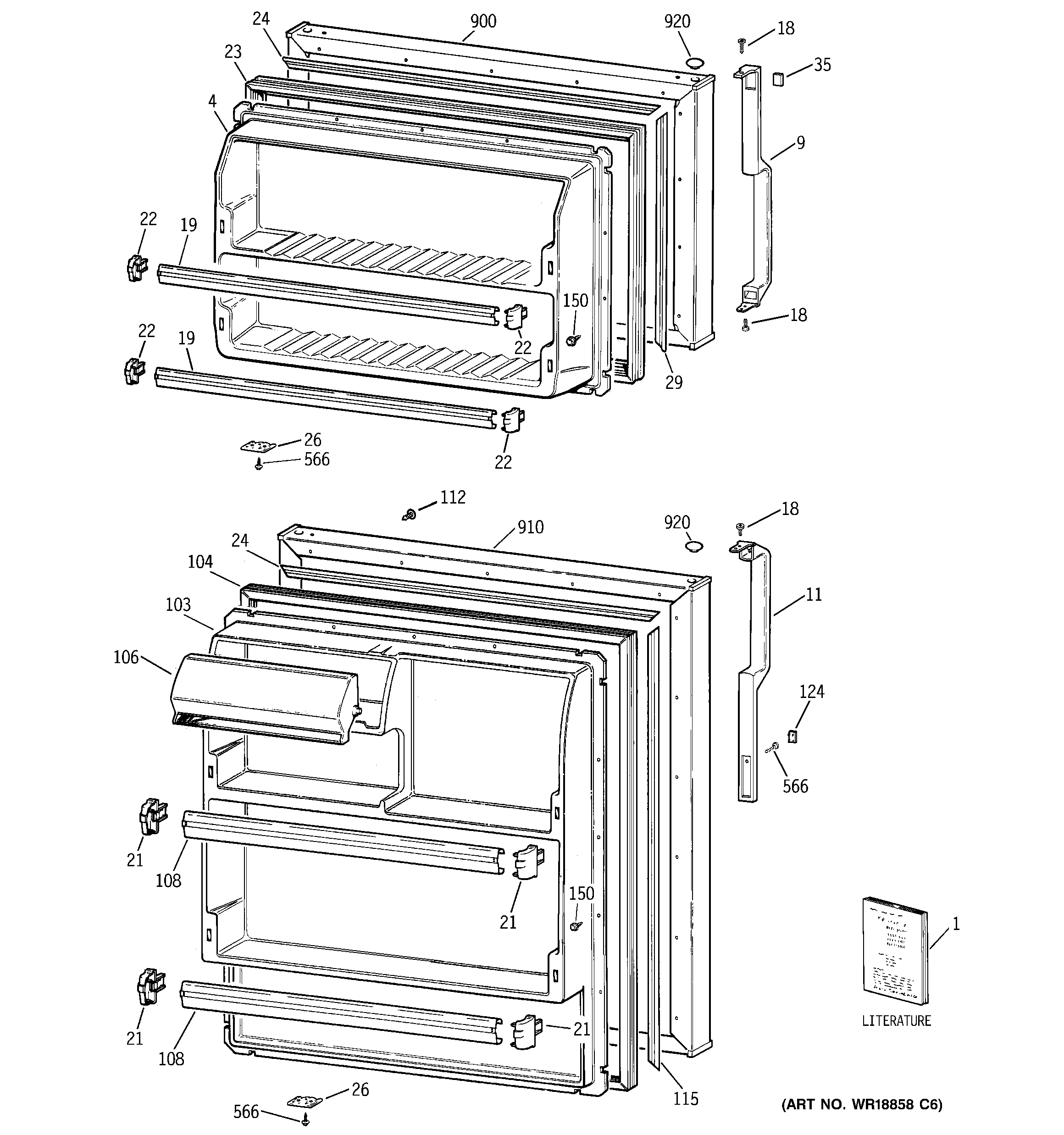GE GTS15BCRFLCC doors diagram