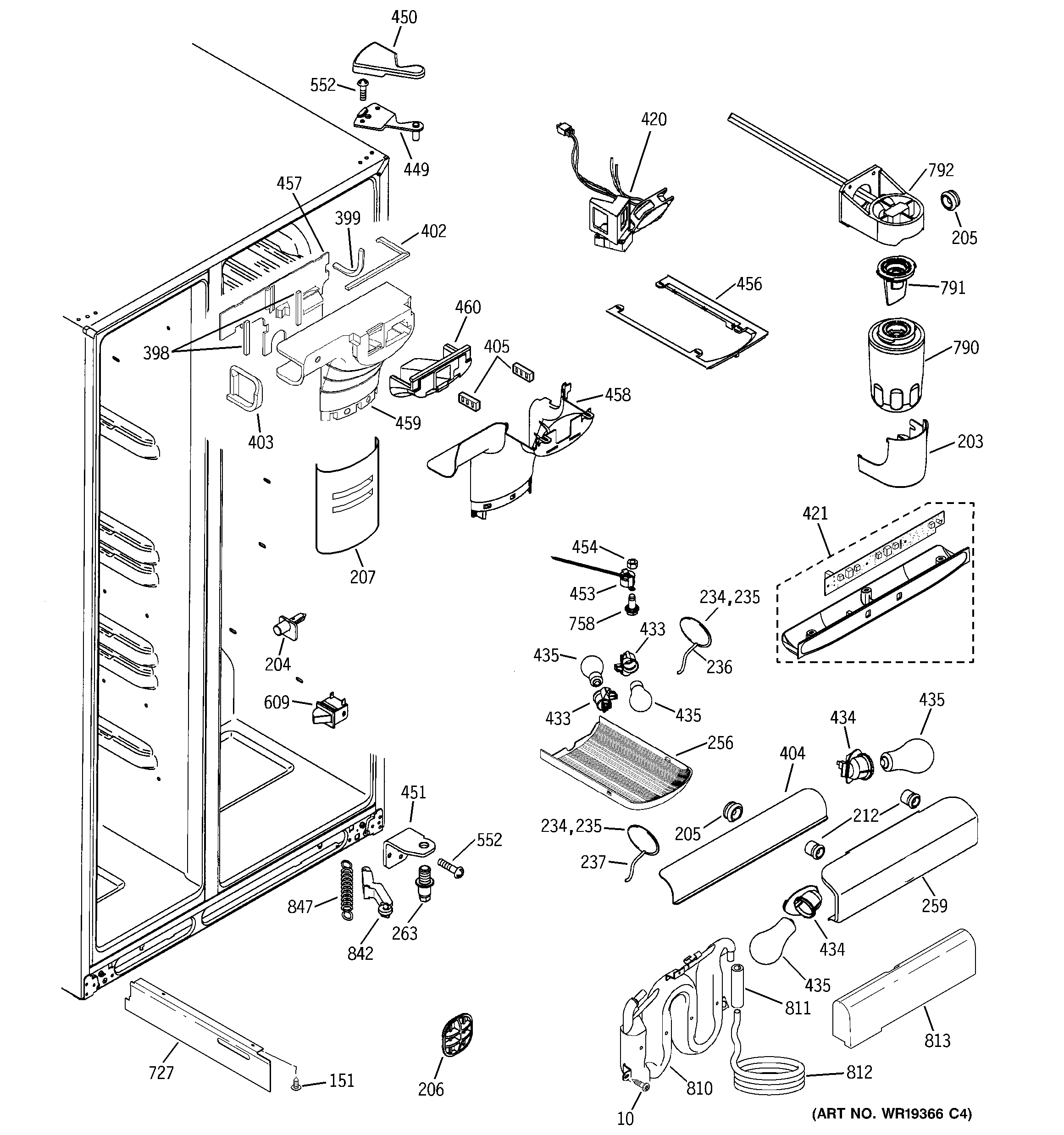 GE ESF25LGRACC fresh food section diagram