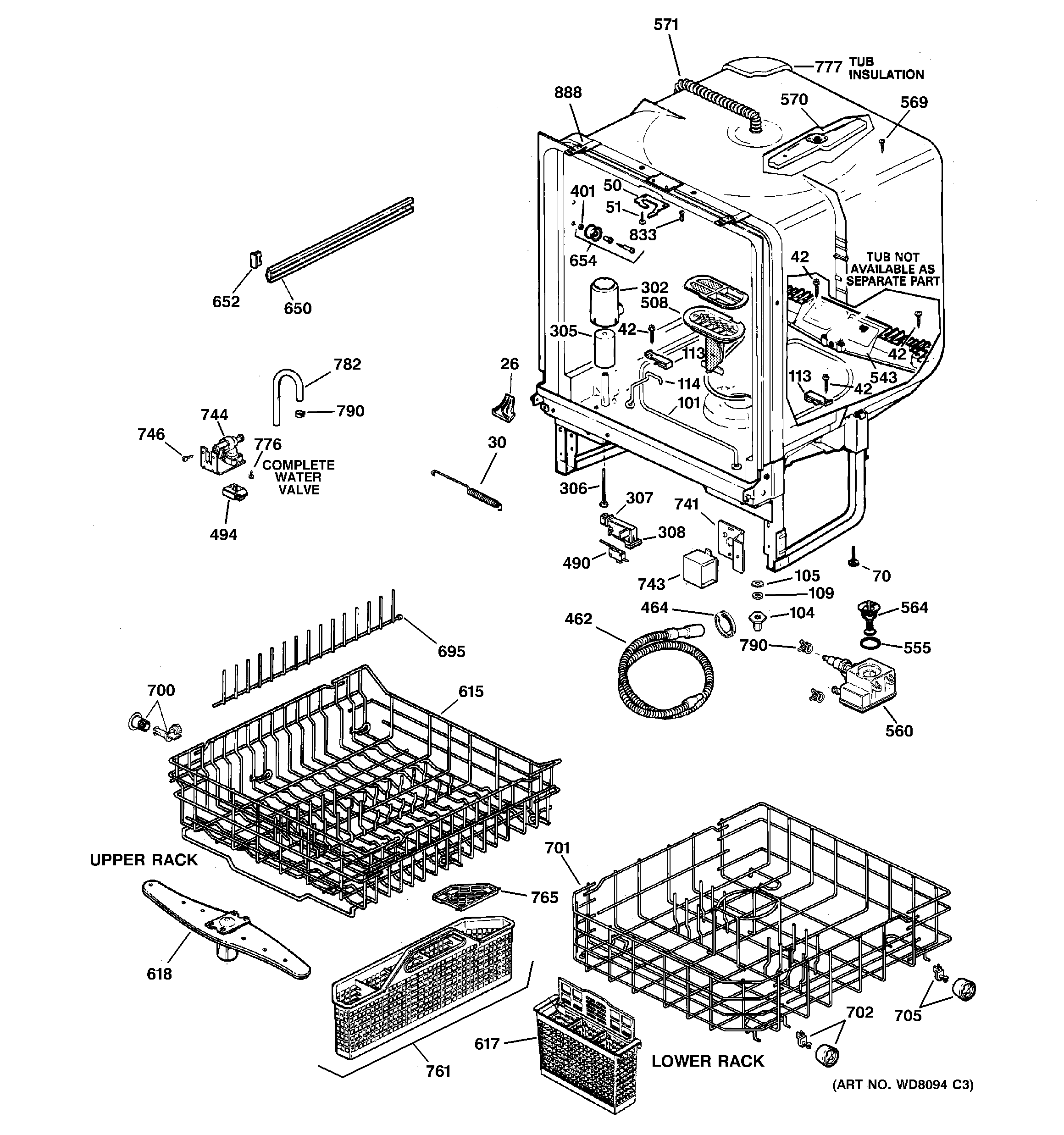 GE GSD5300G03WW body parts diagram