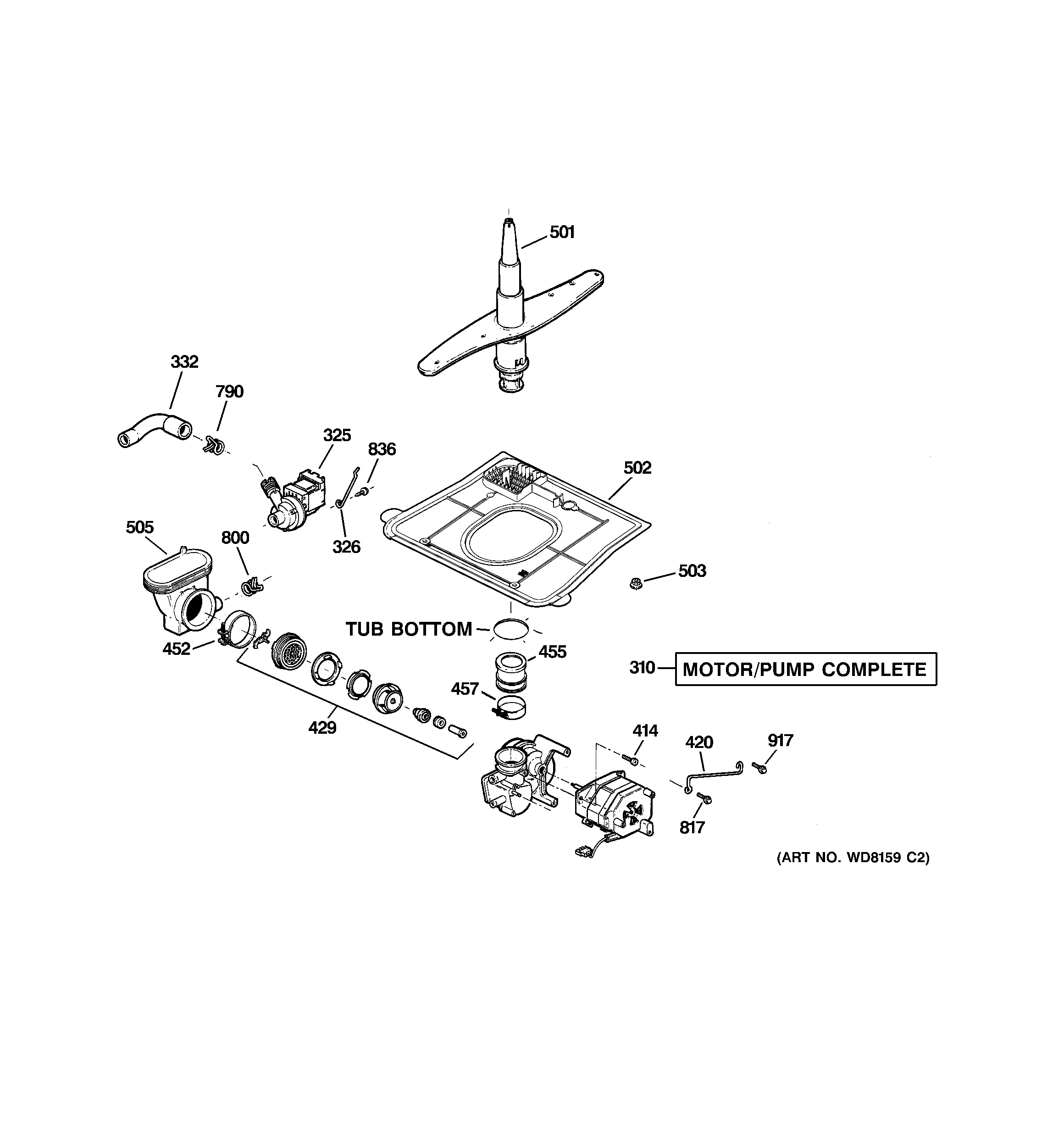 GE GSD5300G03WW motor-pump mechanism diagram
