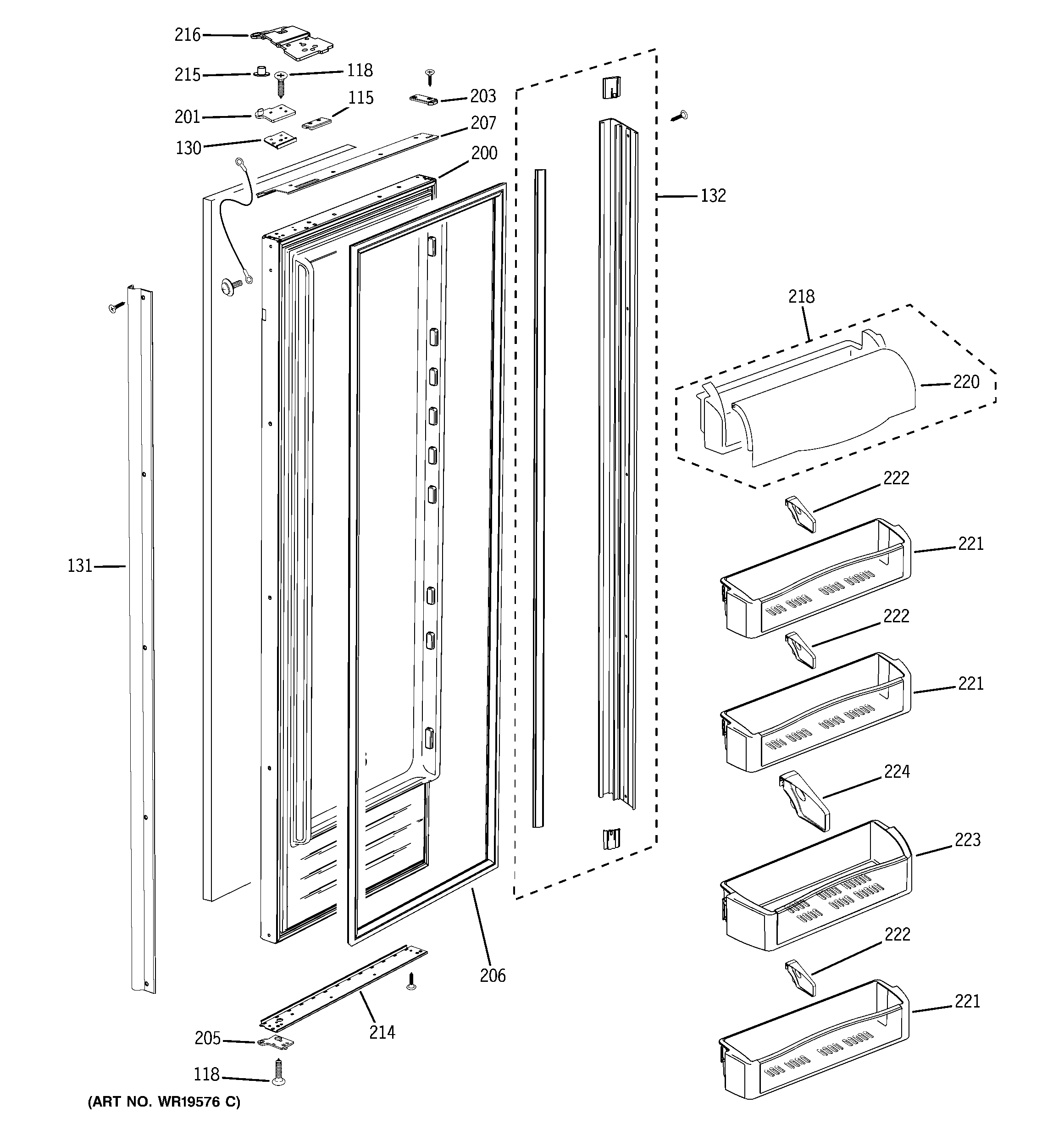 GE PSB42LGRWV fresh food door diagram