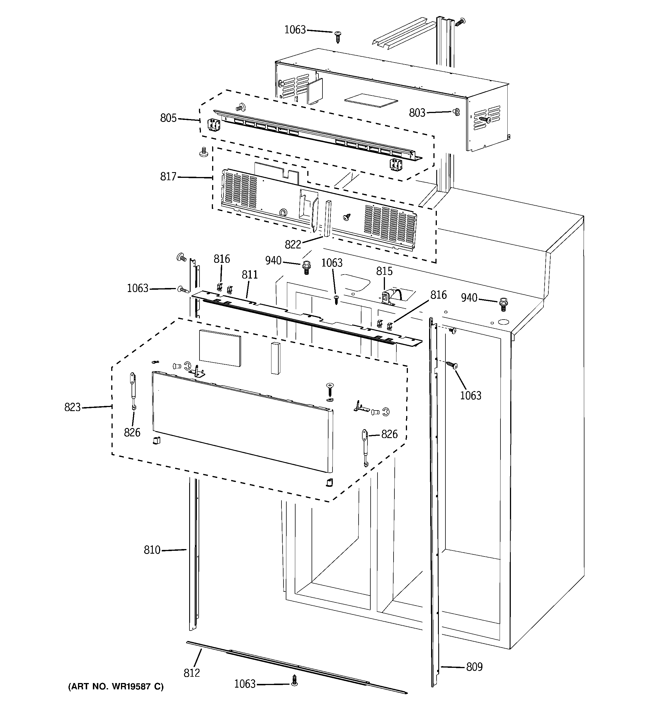 GE PSB42LSRBV cabinet parts (1) diagram