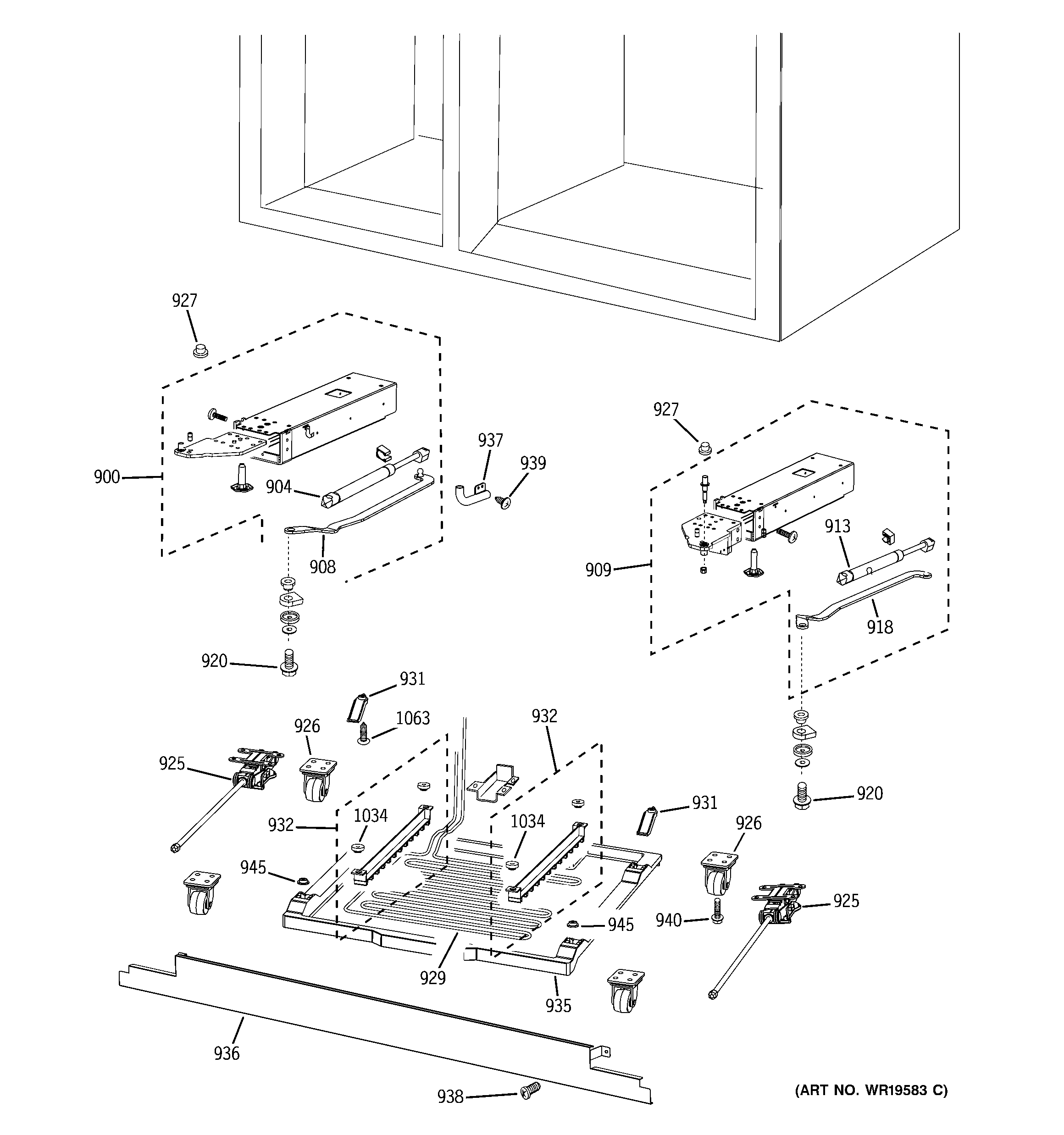 GE PSB42LSRBV cabinet parts (2) diagram