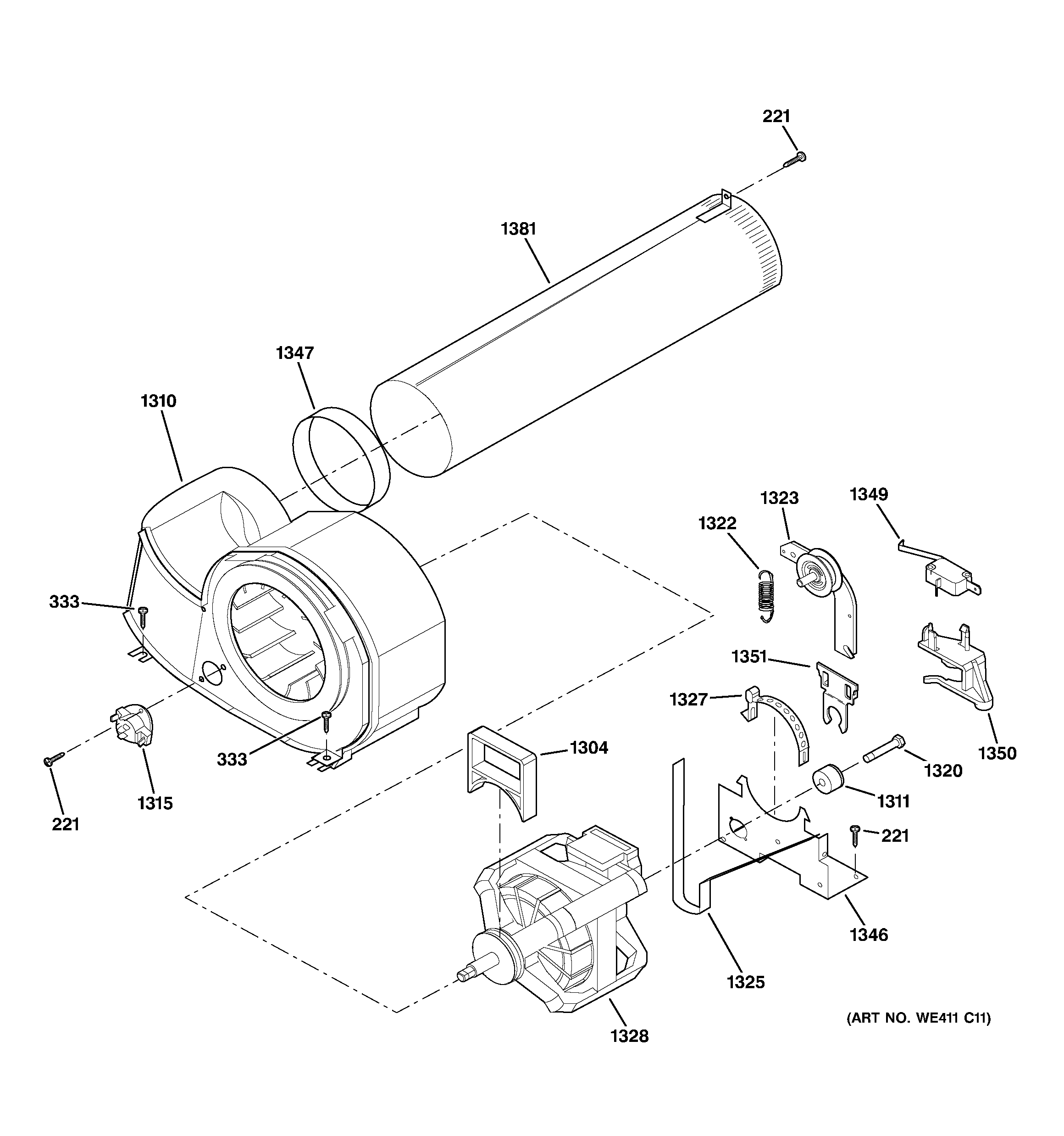GE DBL333GB8WW motor diagram