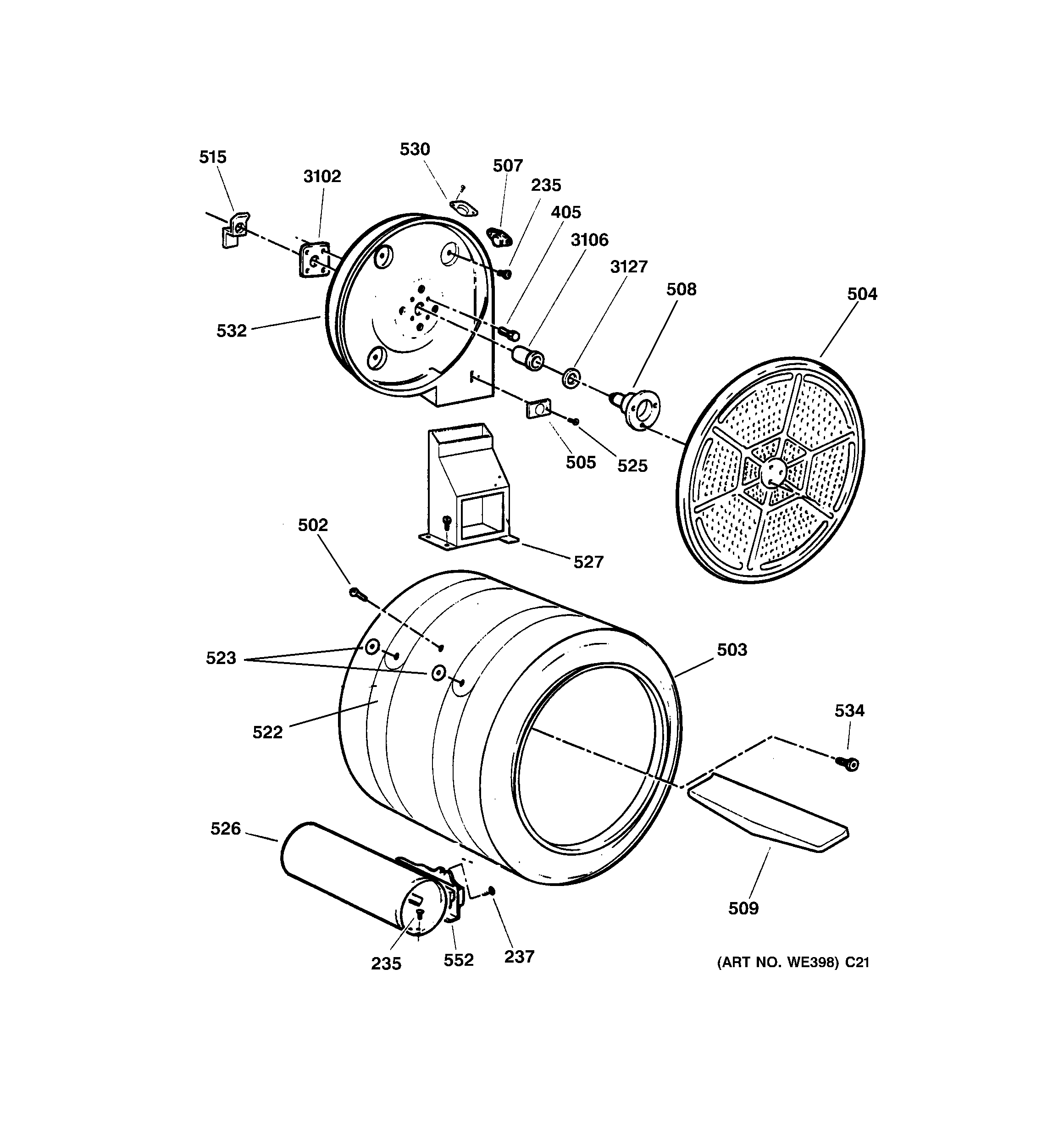 GE DPSB613GD1WW drum diagram