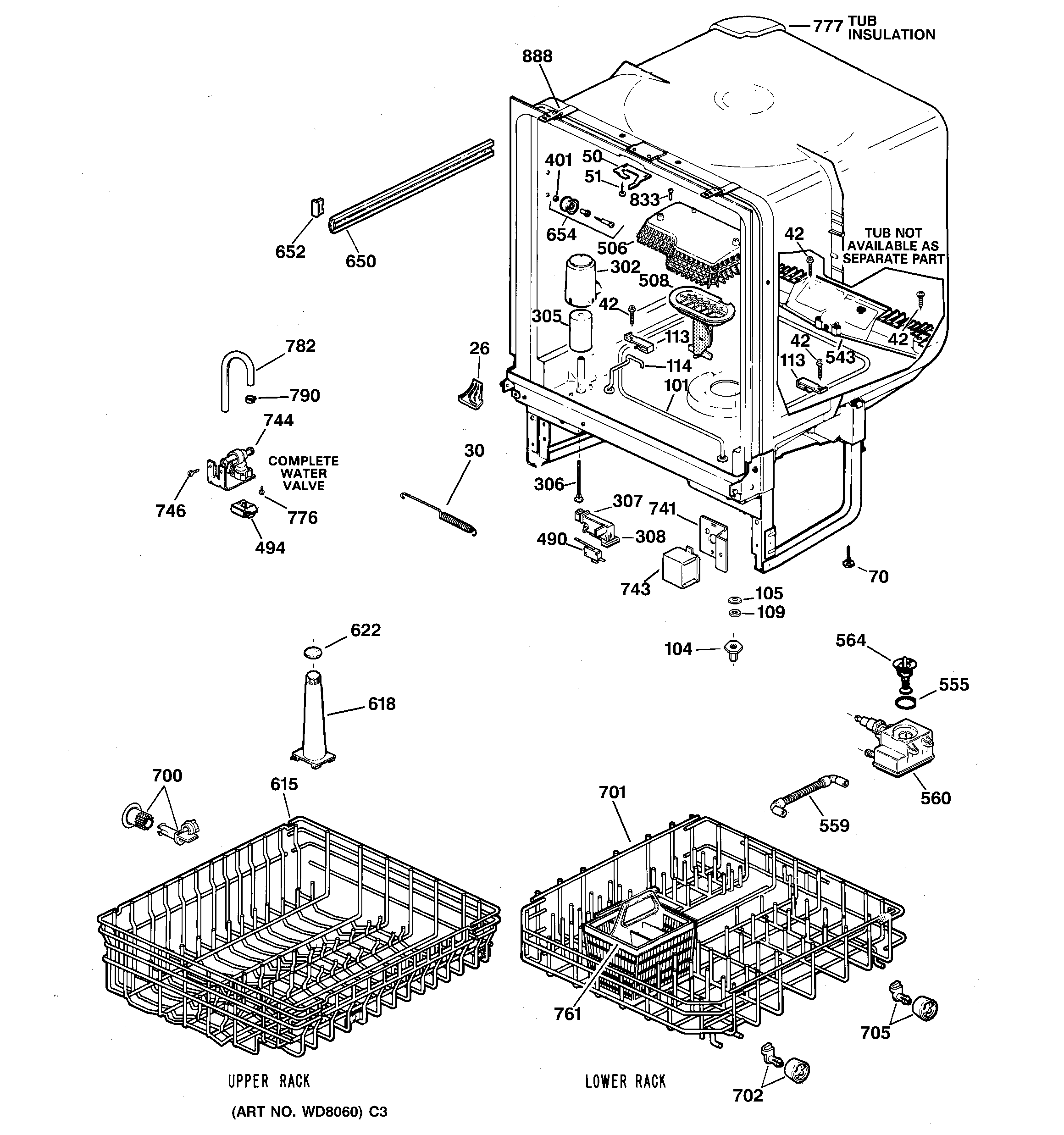 GE GSD3320C03BB body parts diagram