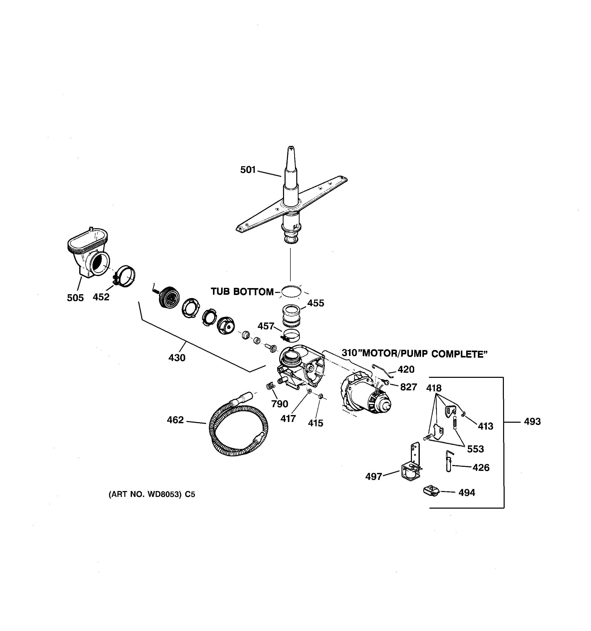 GE GSD3320C03BB motor-pump mechanism diagram