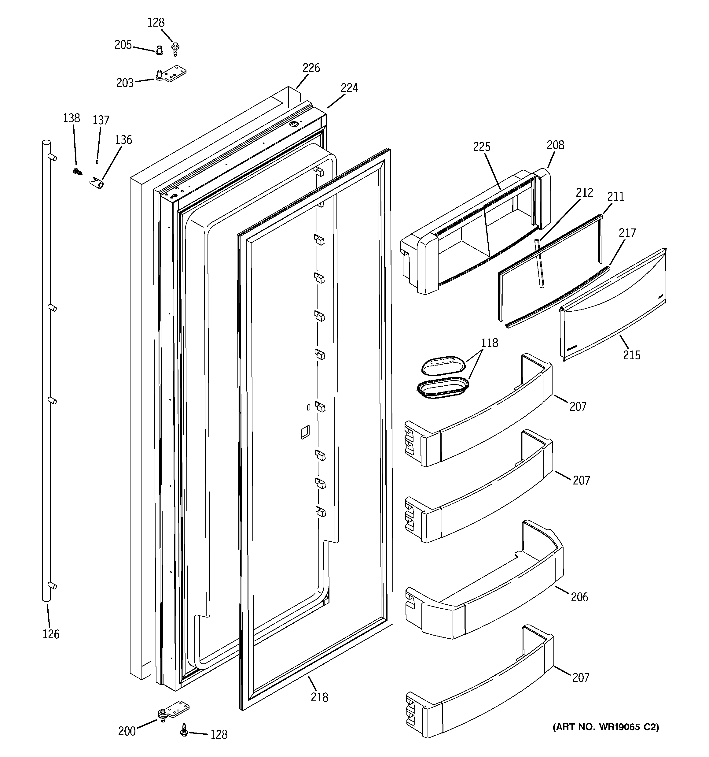 GE ZISS480NRBSS fresh food door diagram