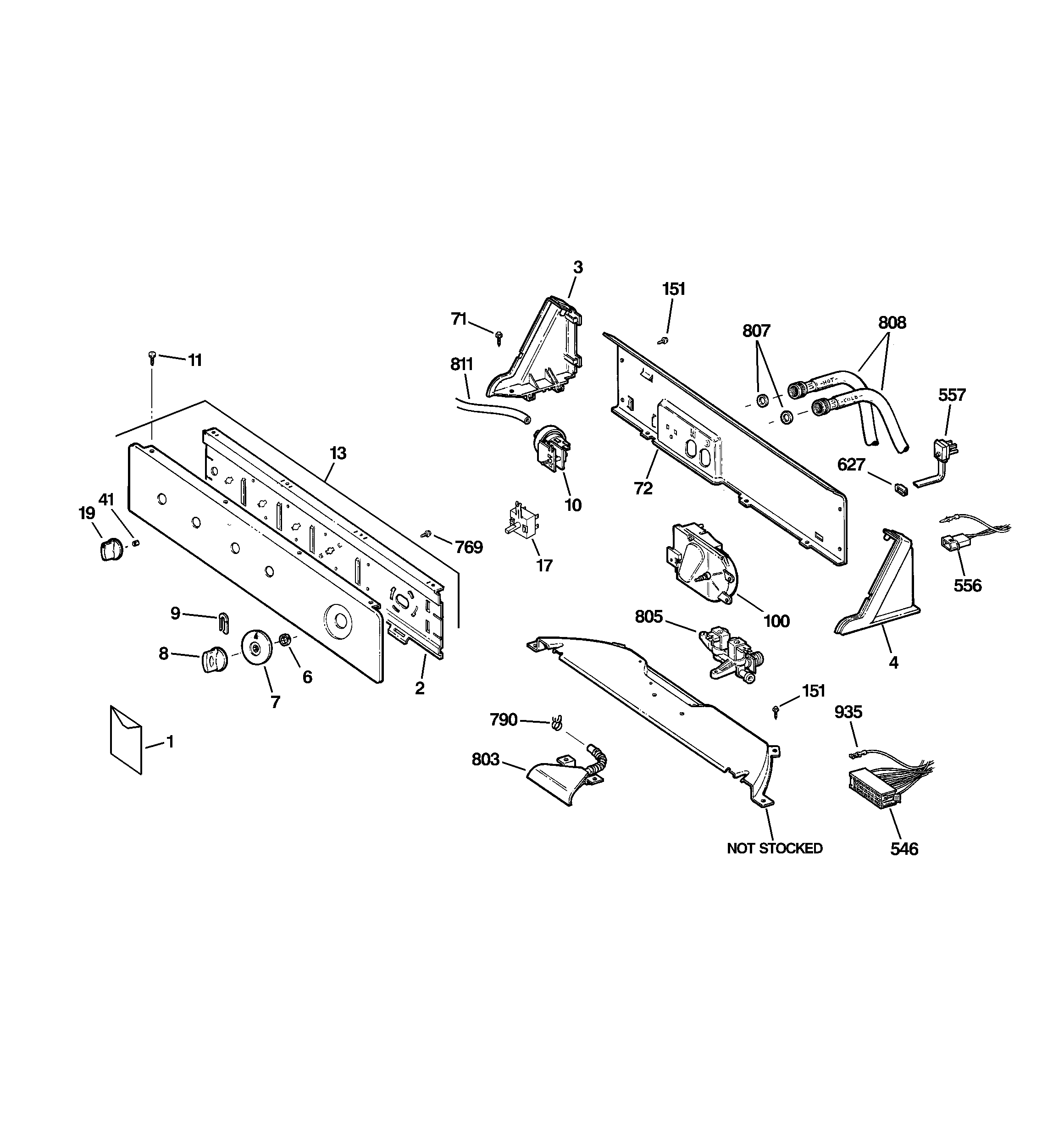 GE WDSR2080D7WW controls & backsplash diagram