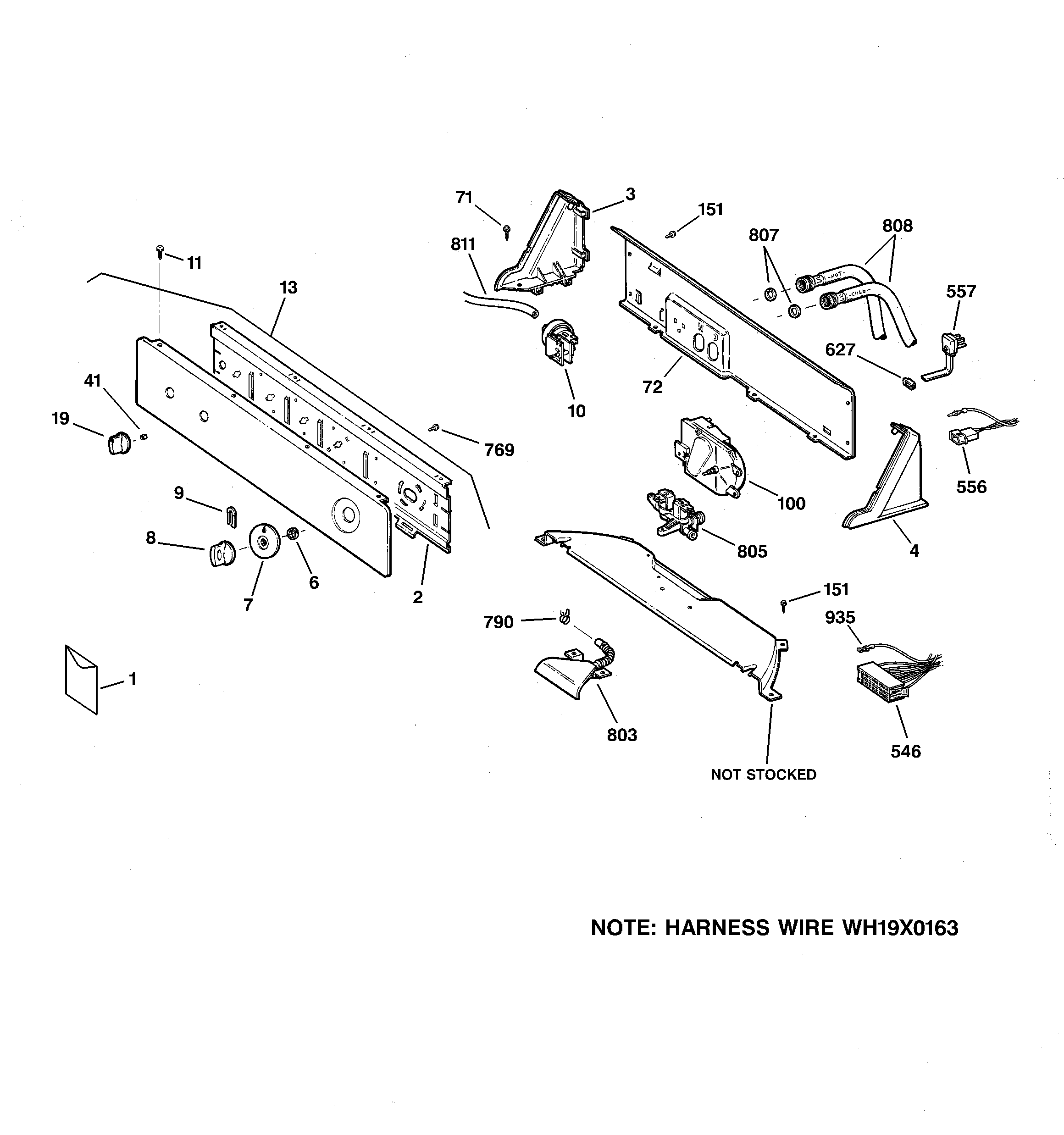 GE WHDSR209D7WW controls & backsplash diagram