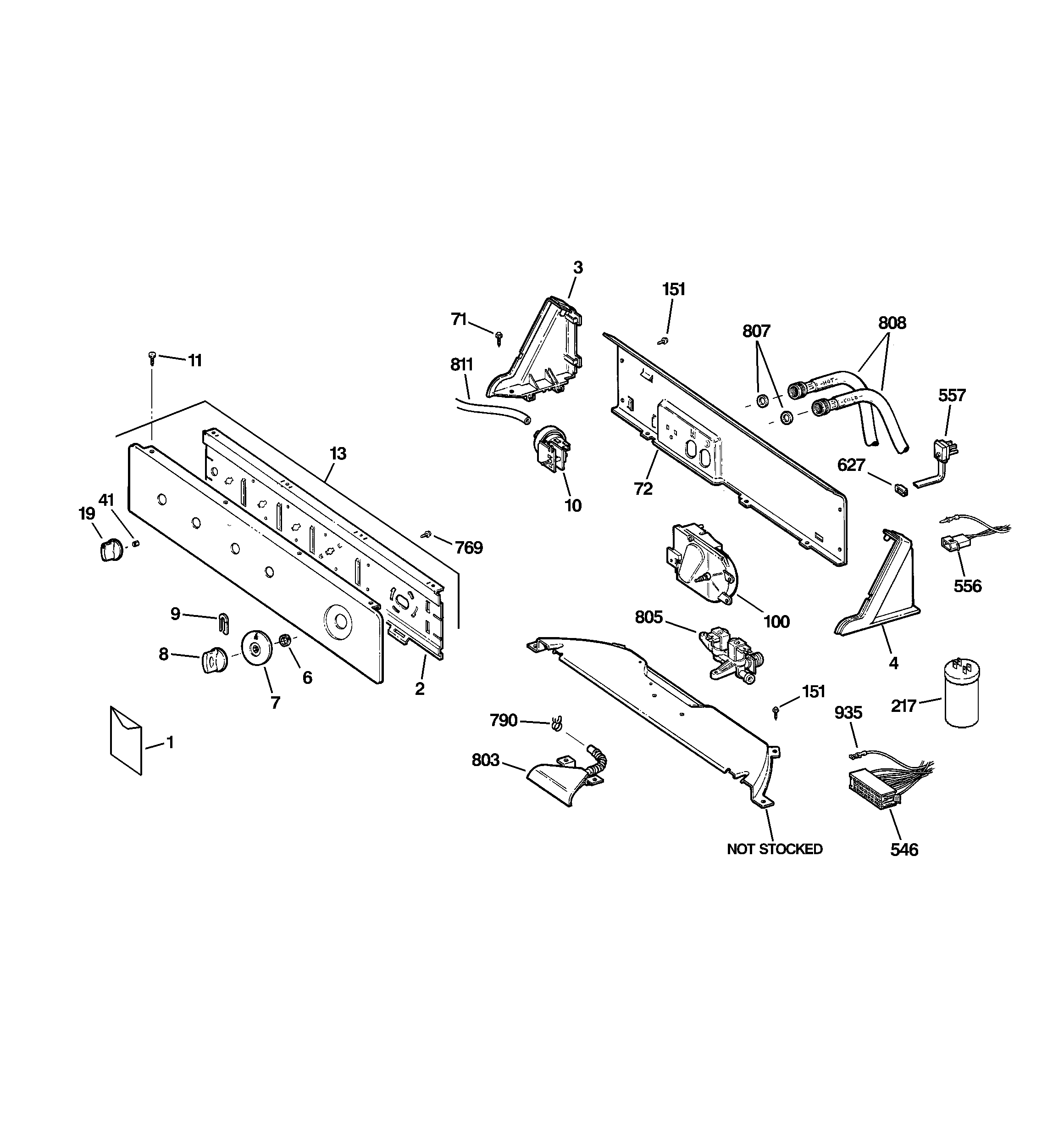GE WJSR2070D6WW controls & backsplash diagram