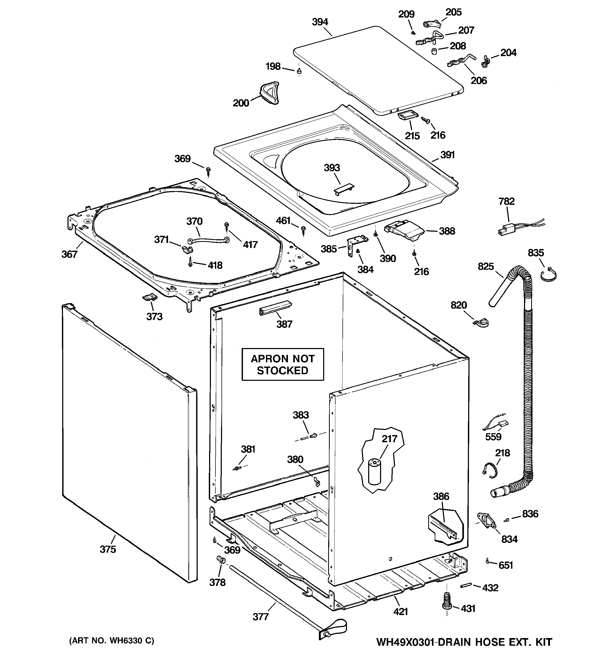 GE WBSR3140D5WW cabinet, cover & front panel diagram