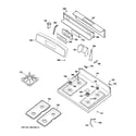 GE JGBP35DEH3WW control panel & cooktop diagram