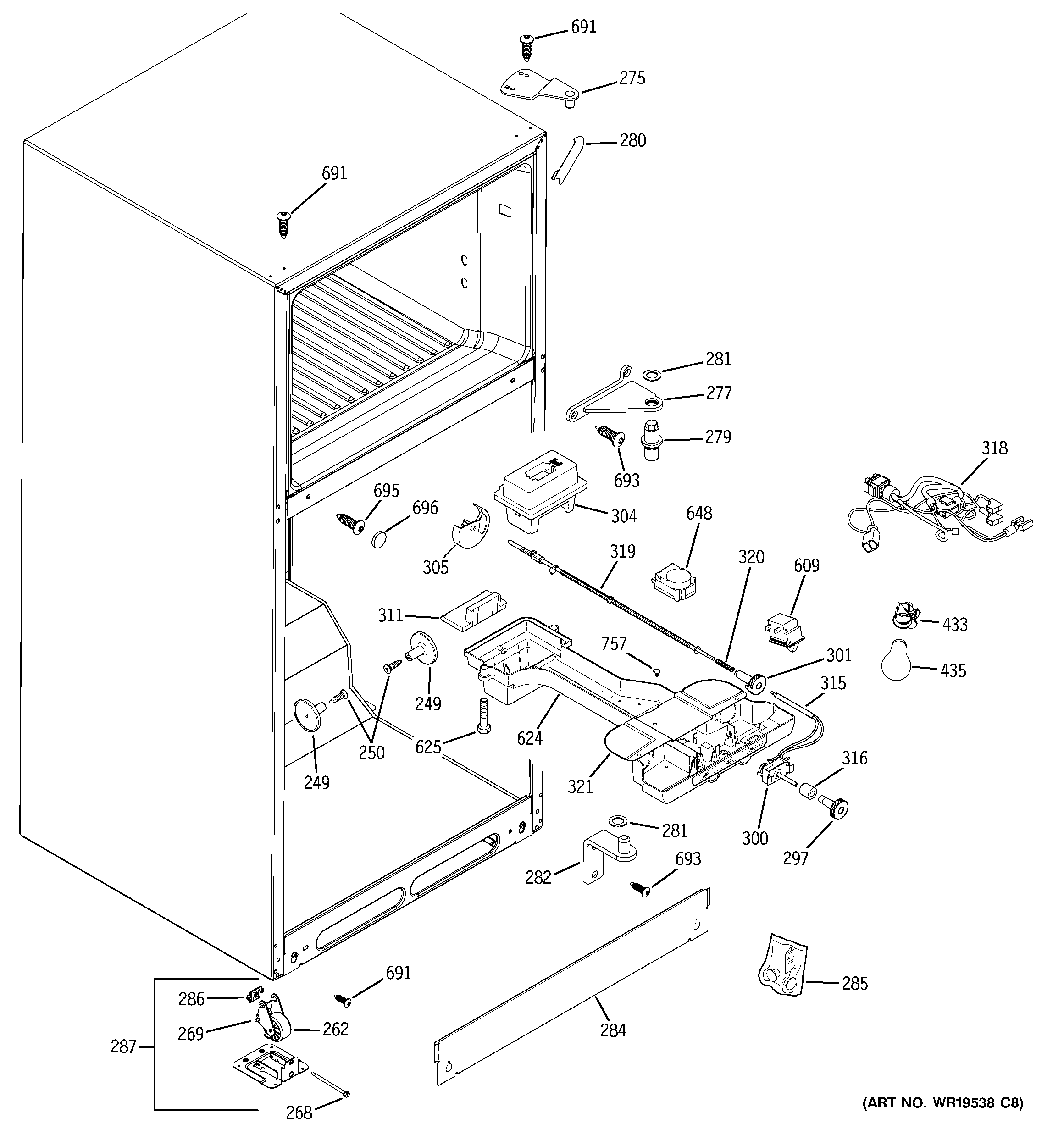 GE GTS18DBPELCC fresh food section diagram