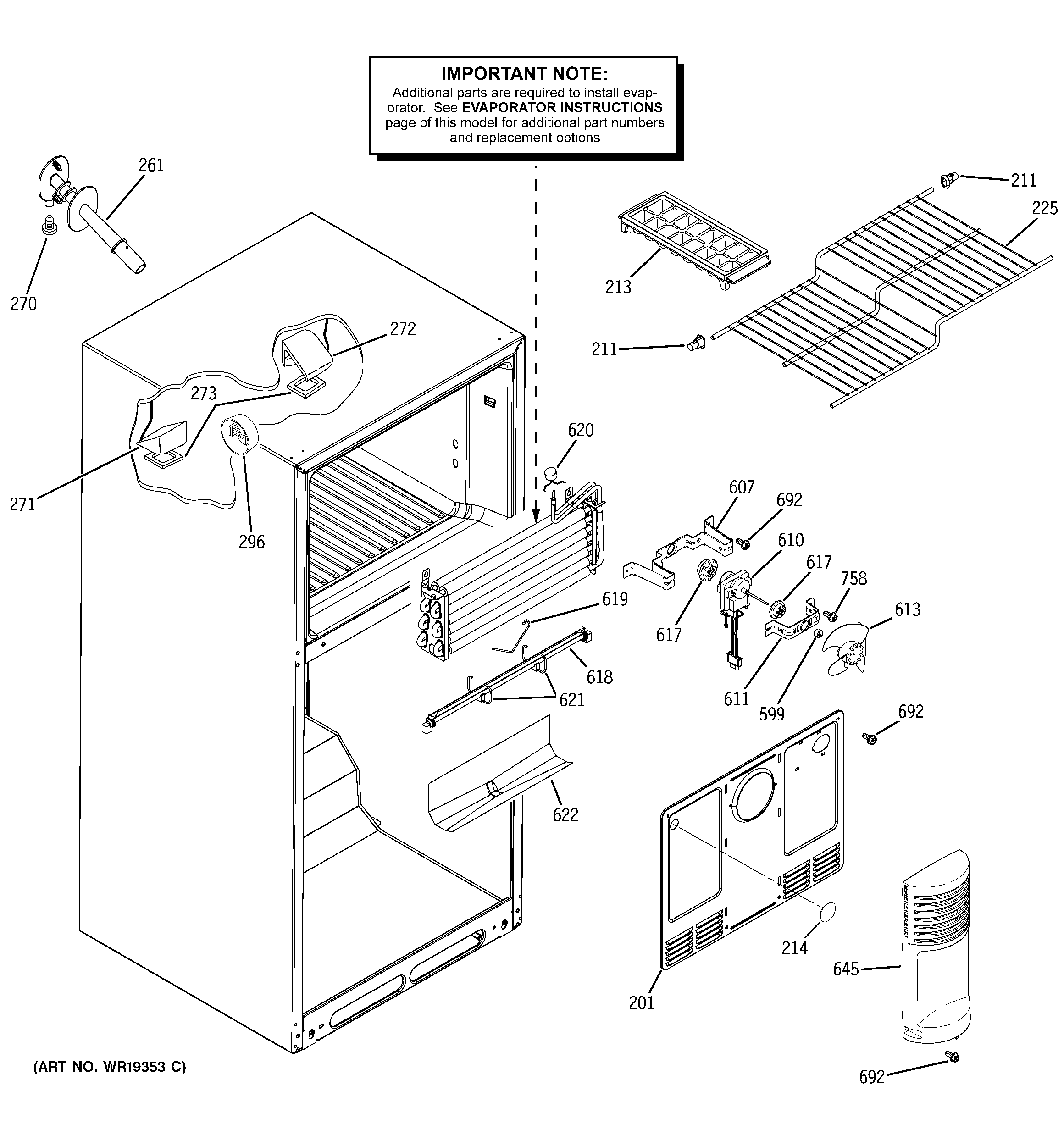 GE GTS18IBRERWW freezer section diagram