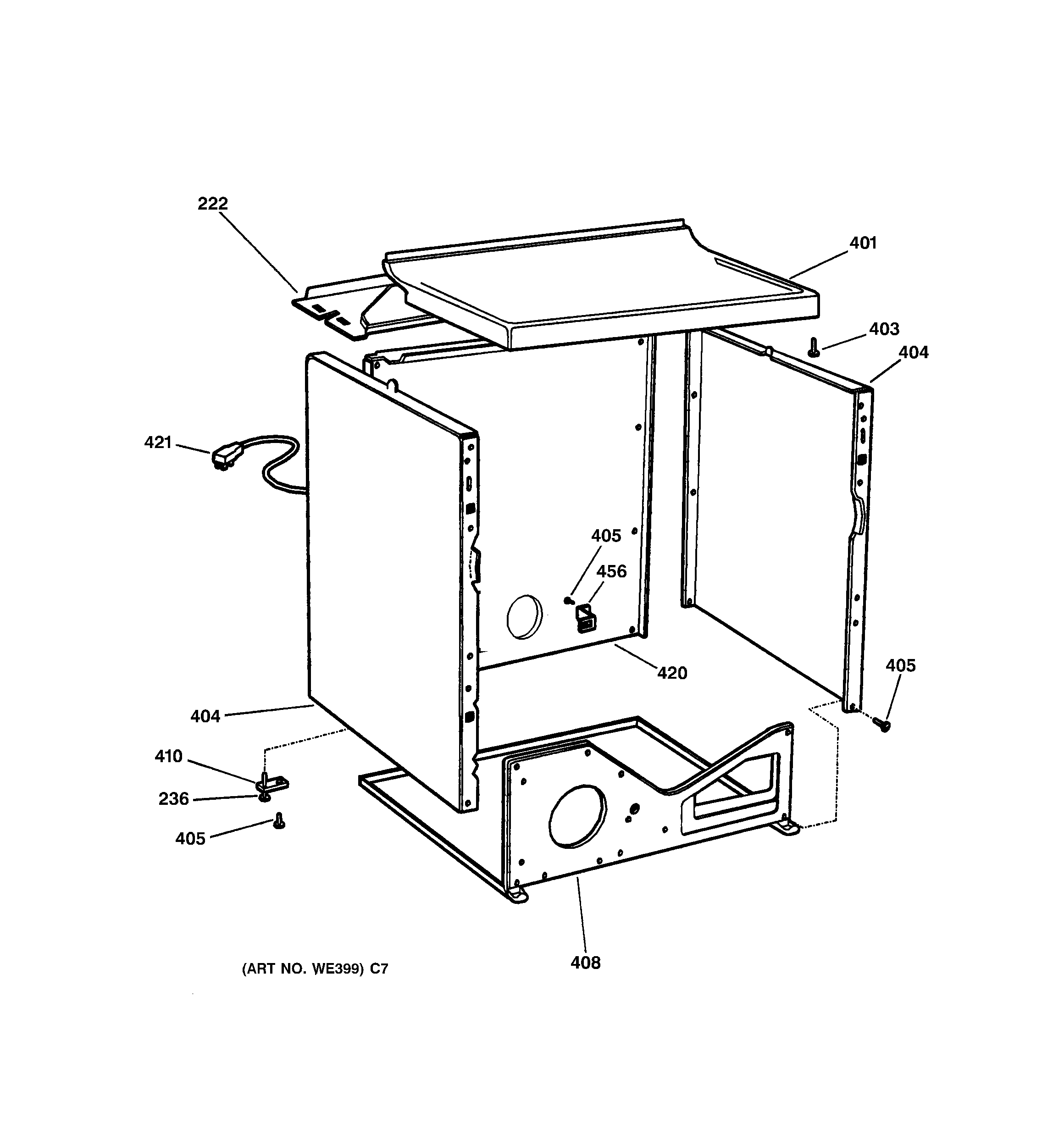 GE DX4500GE1WW cabinet diagram
