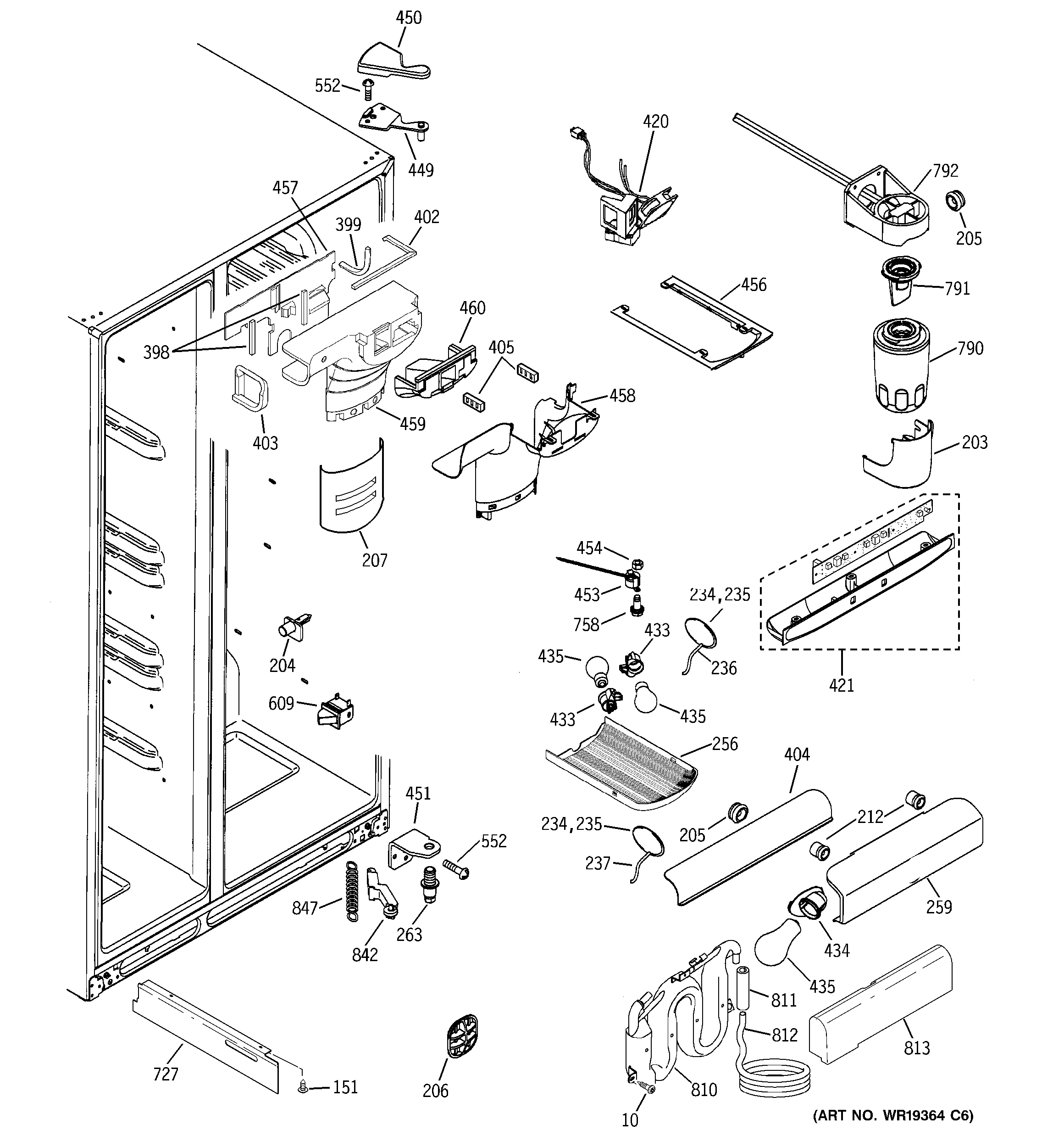 GE DSS25KSRASS fresh food section diagram