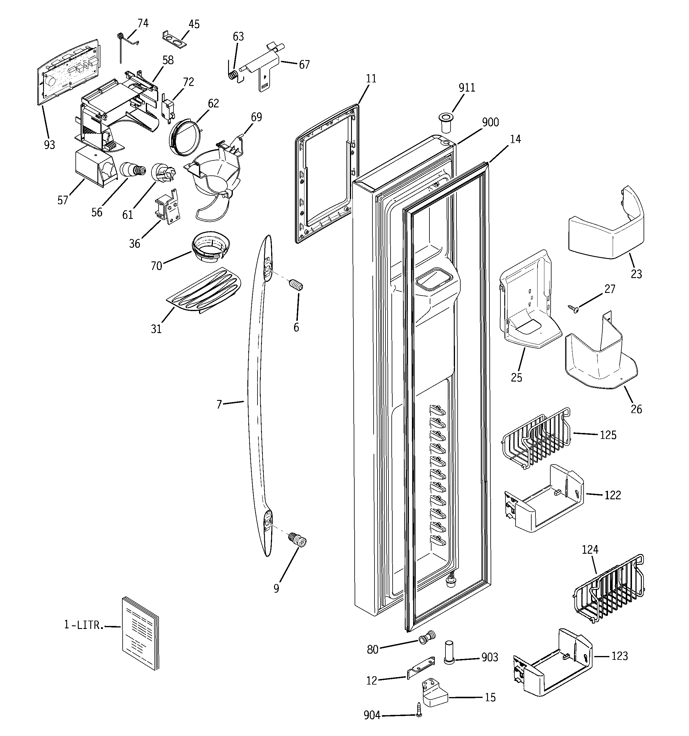 GE PSC23SHRASS freezer door diagram