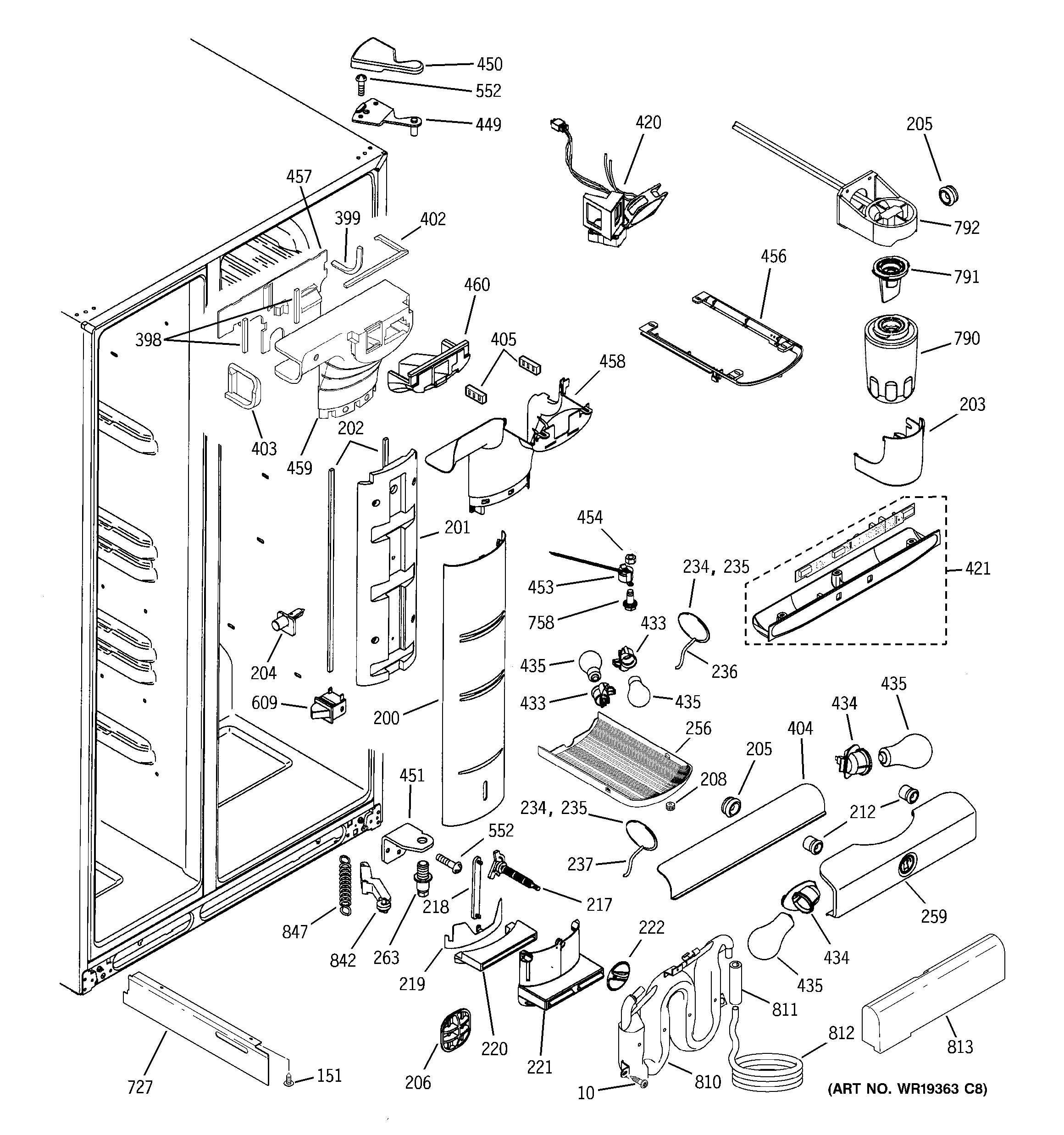 GE PSI23SGRASV fresh food section diagram