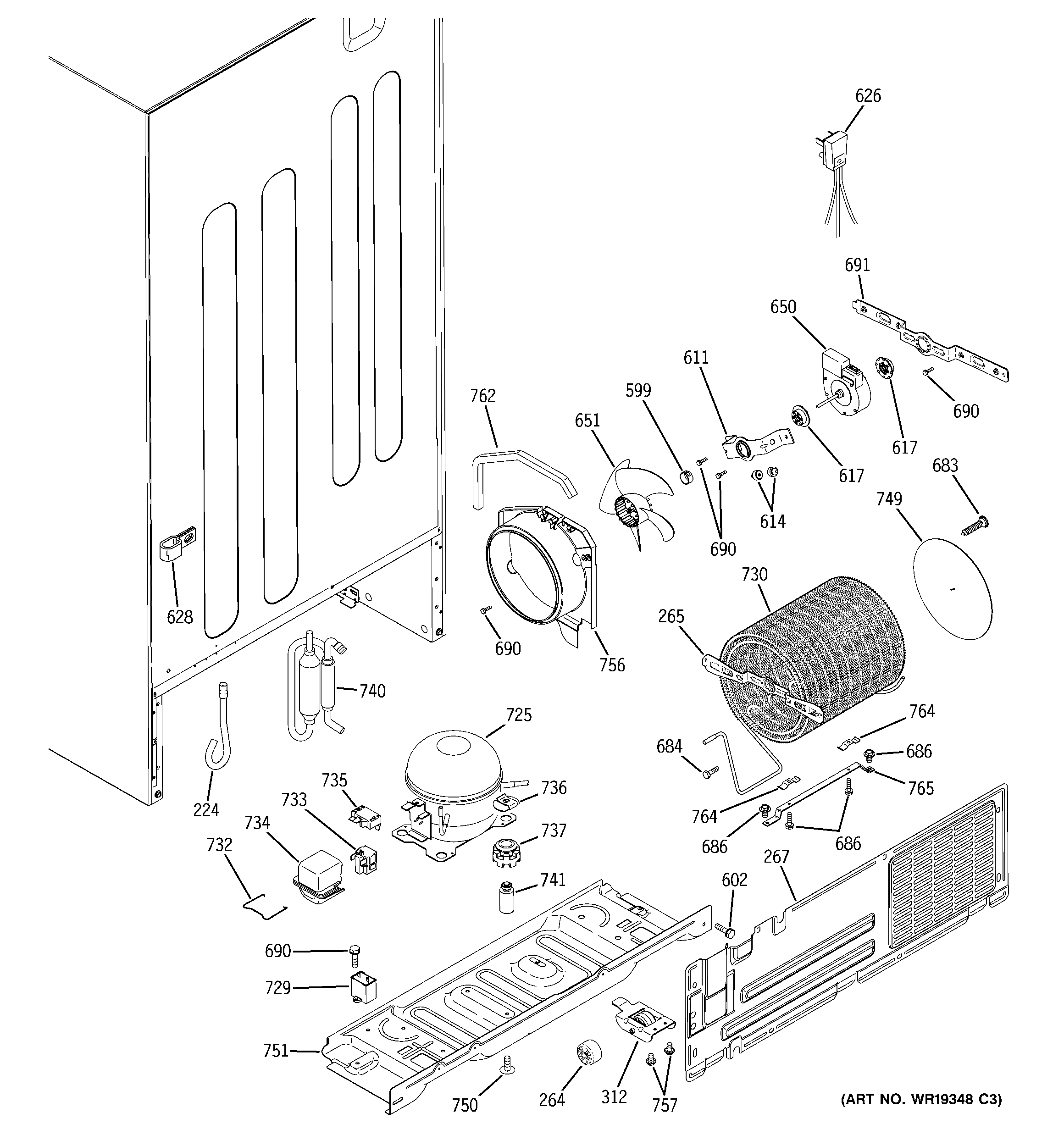 GE GTT22KBPARWW sealed system diagram