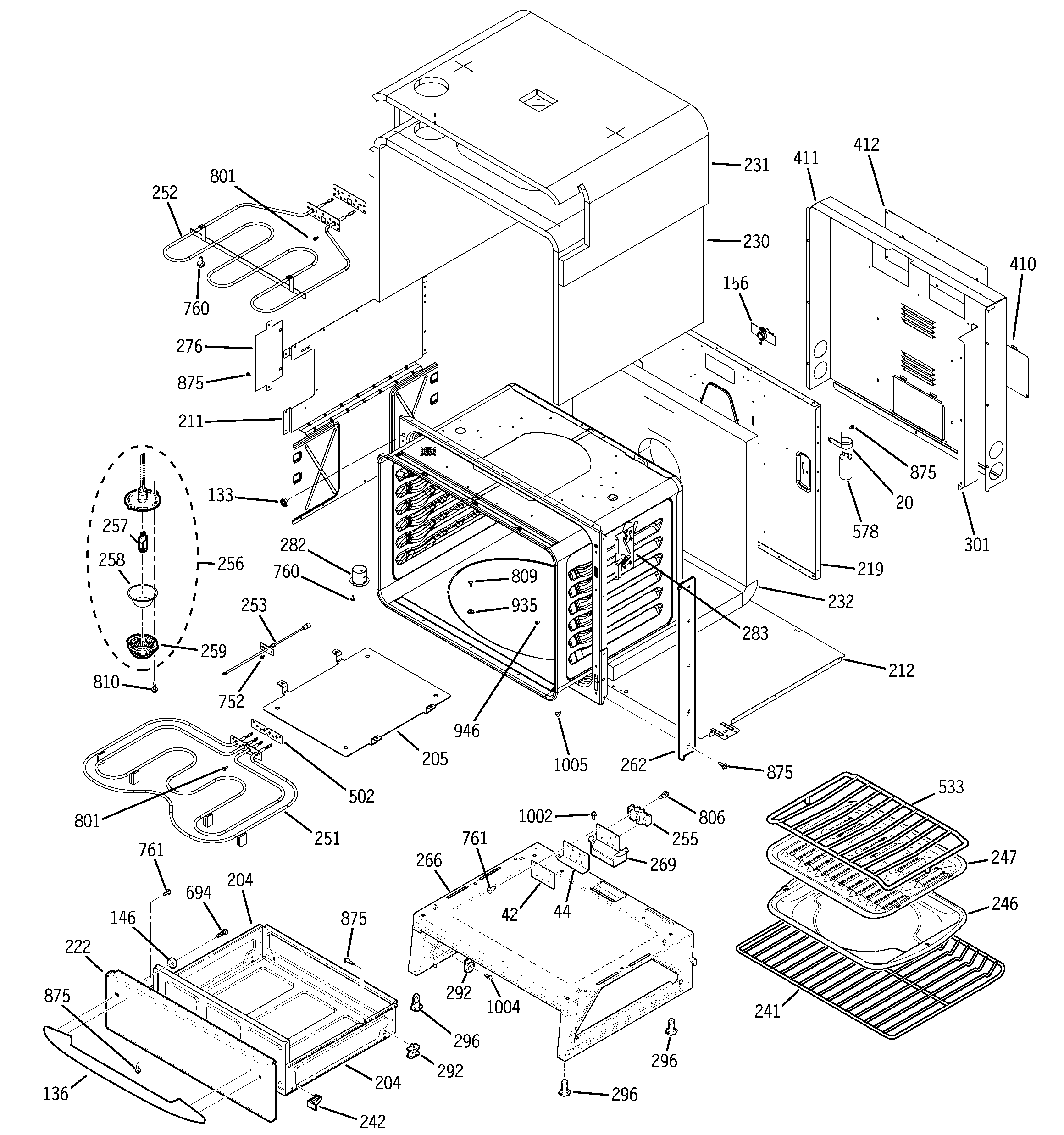 GE JS998KH1CC body parts diagram