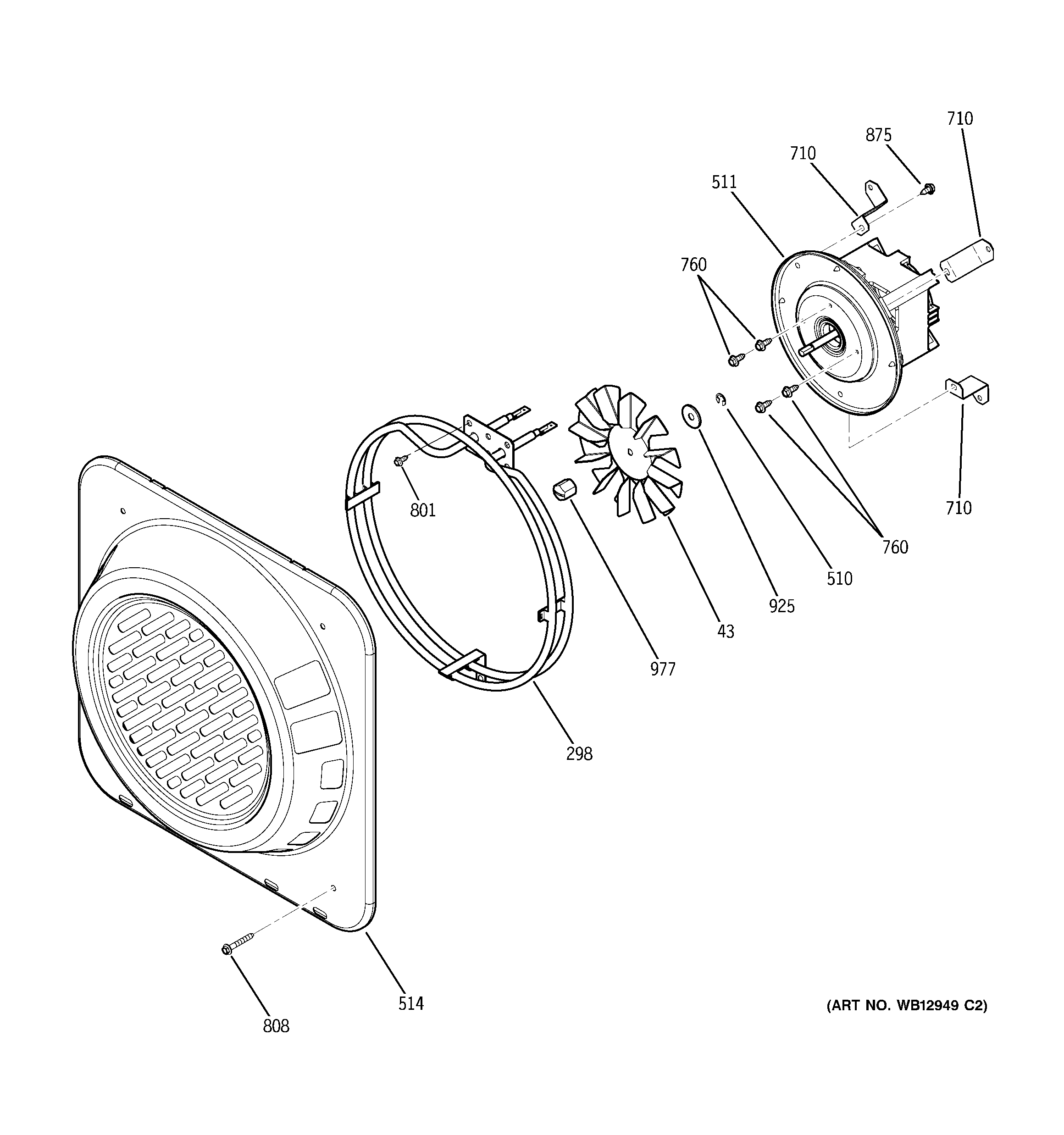 GE ZET3038BH1BB convection fan diagram
