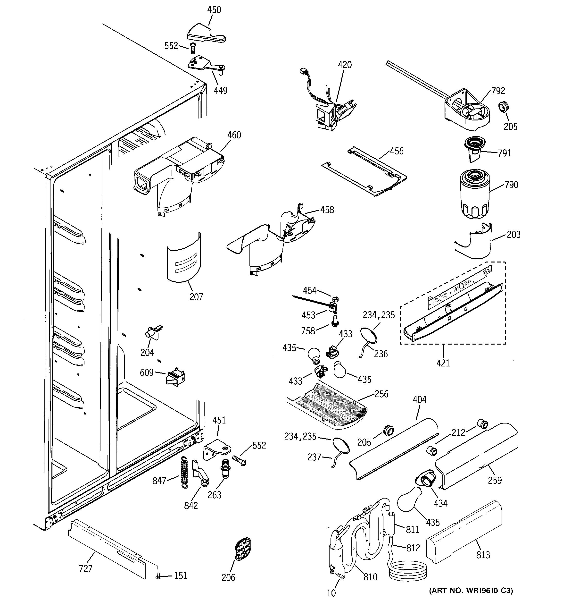 GE DSS25KGRBBB fresh food section diagram