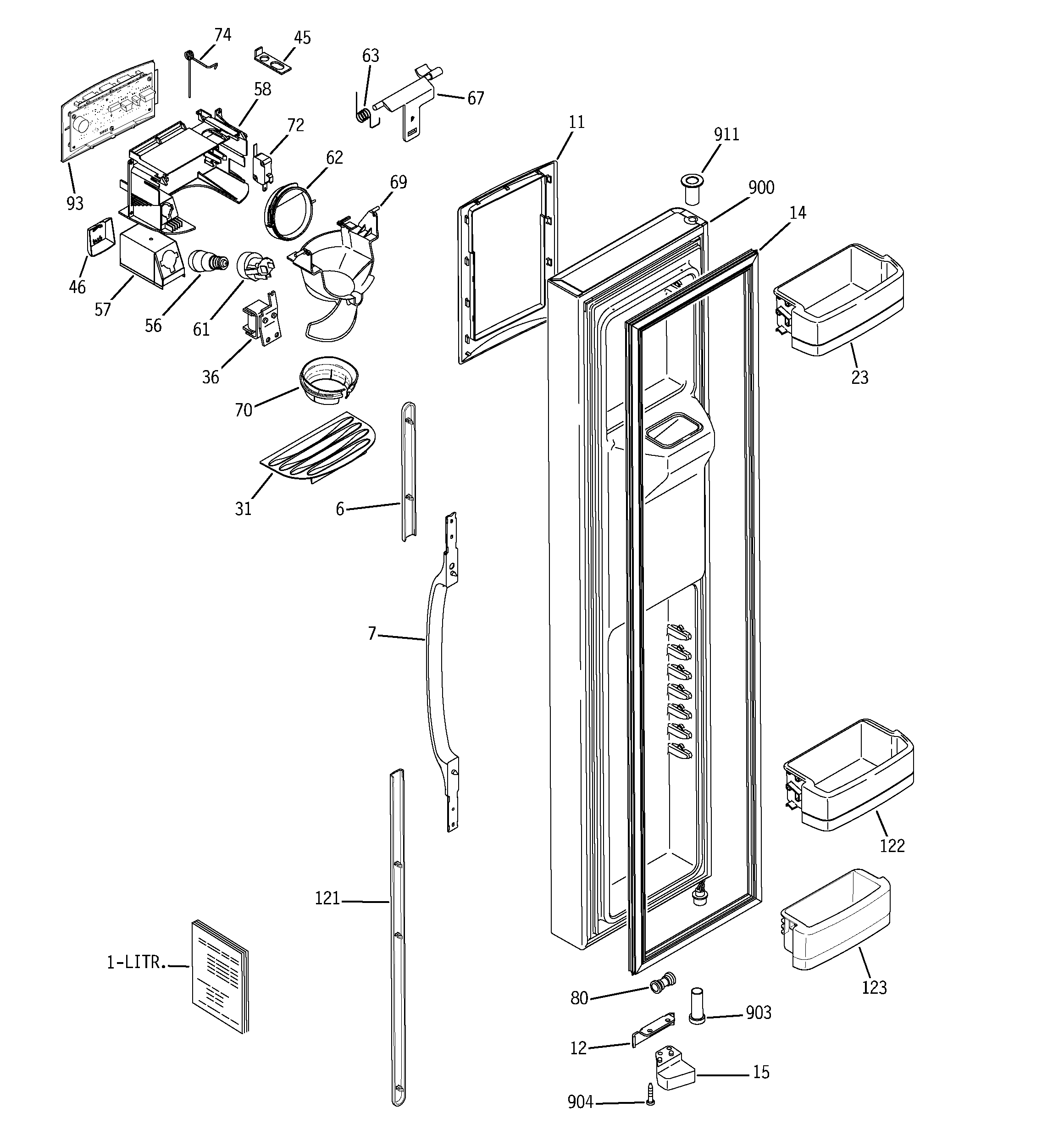 GE GSC22KGRAWW freezer door diagram
