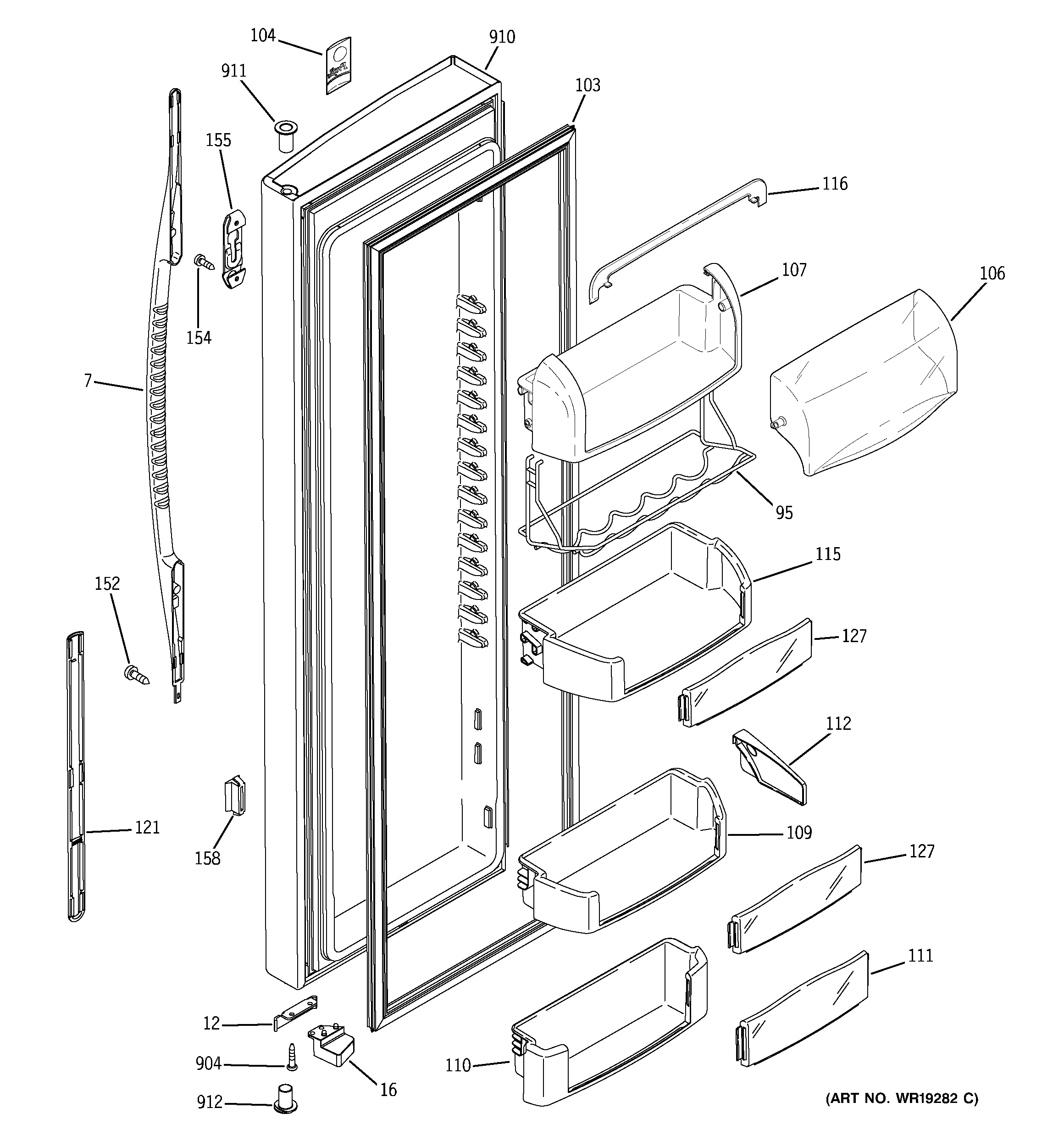 GE PSC23NGPBWW fresh food door diagram
