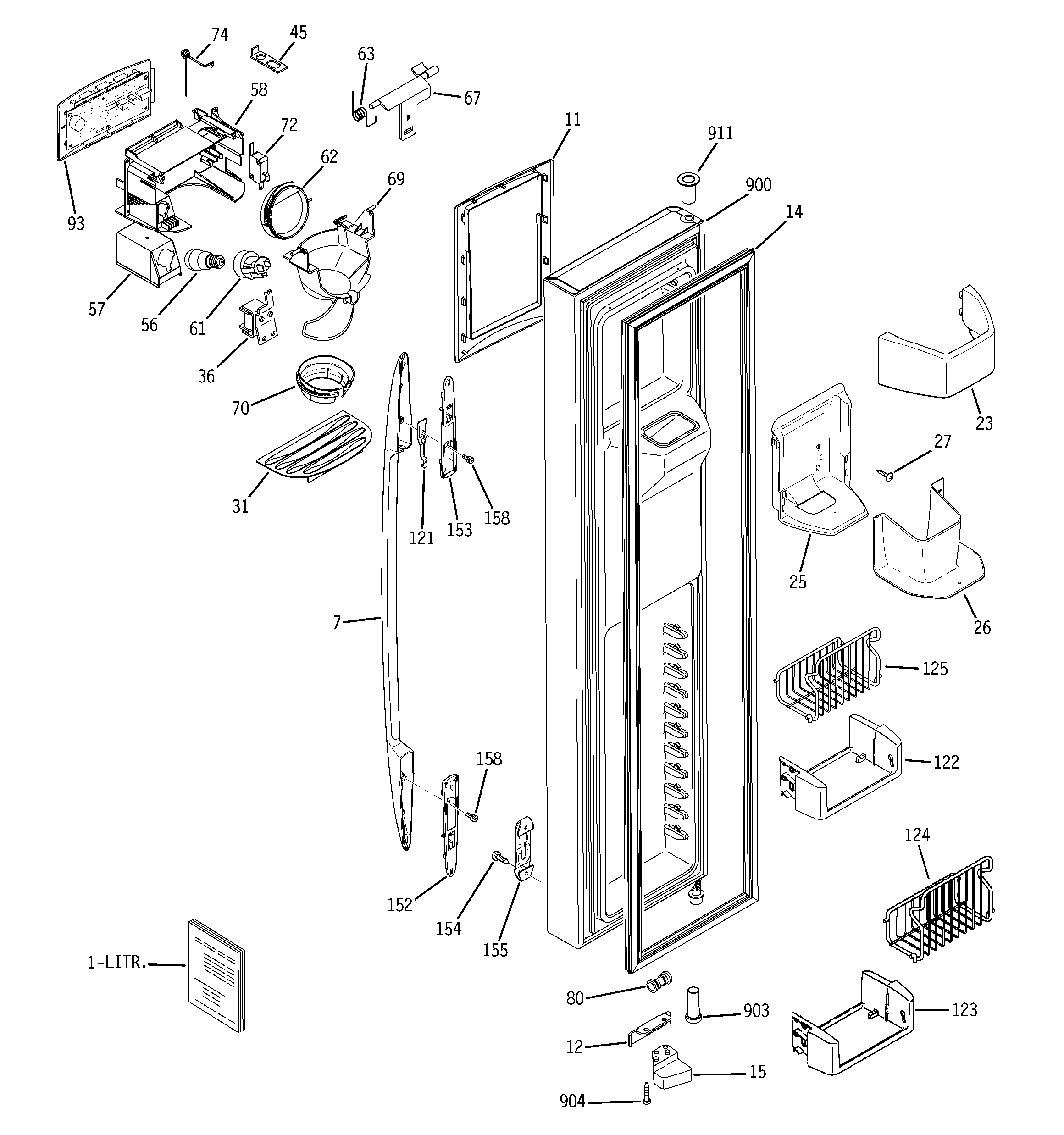 GE PWT26SGPAKSS freezer door diagram
