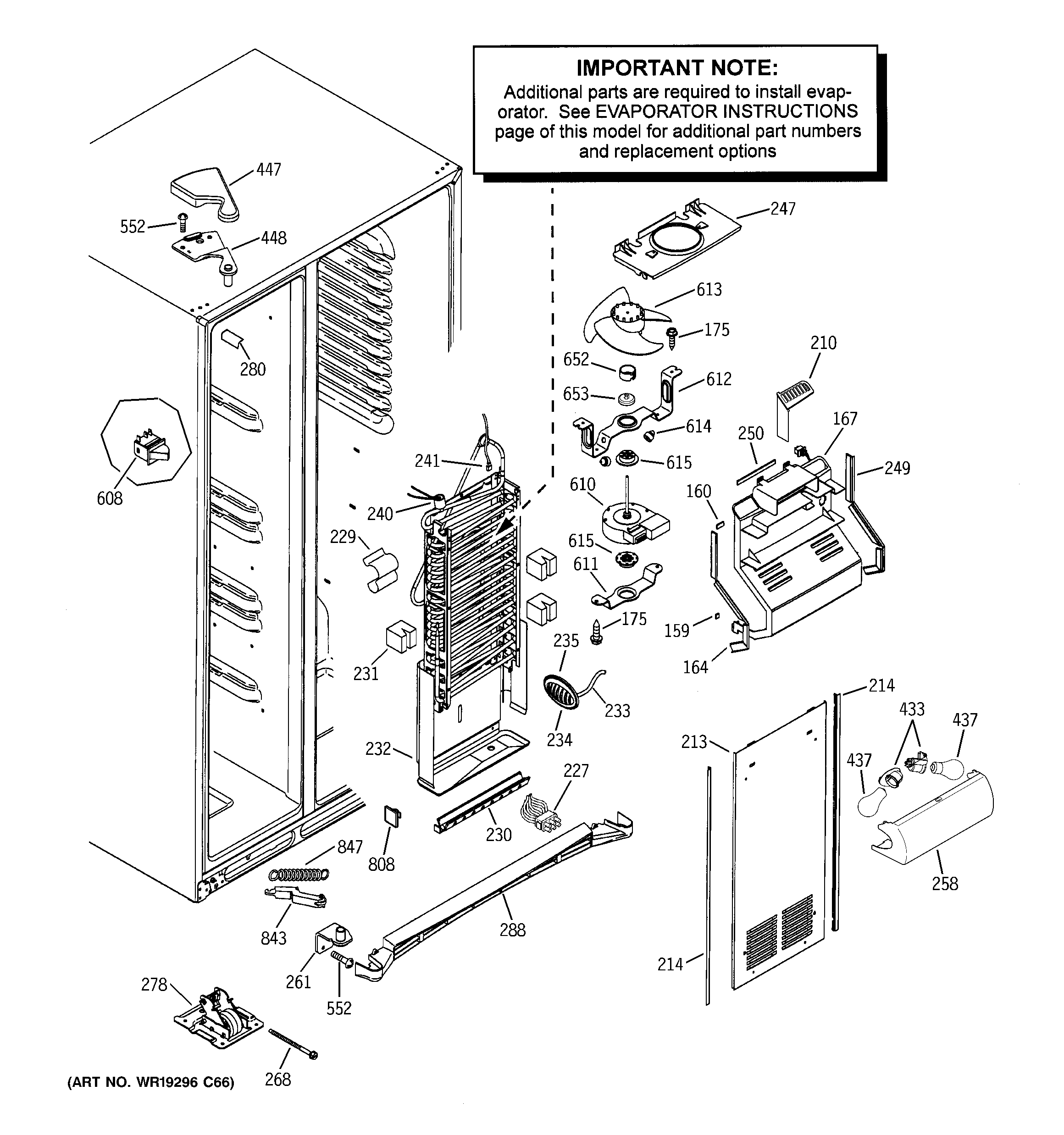 GE PWT26SGPAKSS freezer section diagram