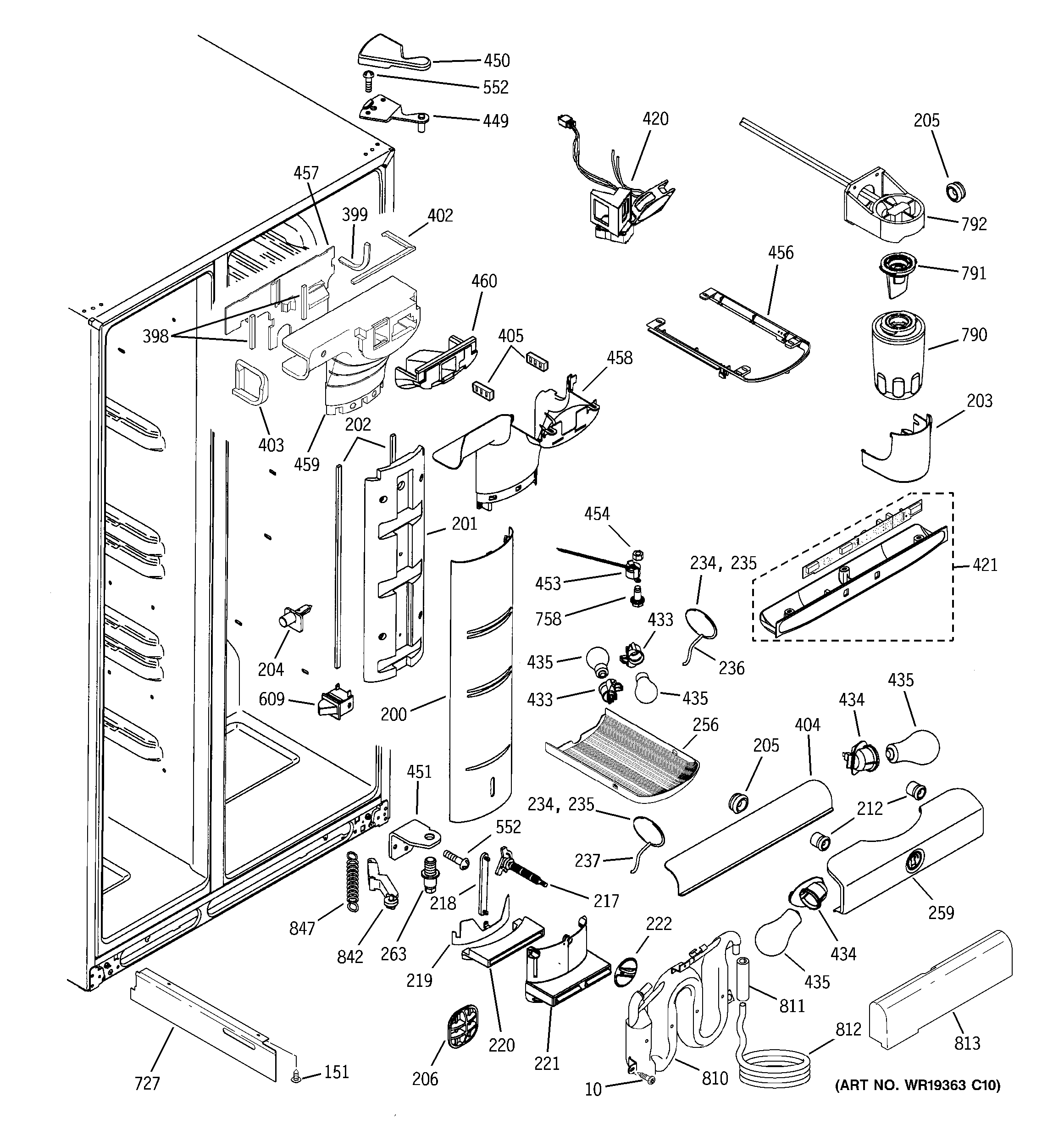 GE PSK25NGNCCCC fresh food section diagram