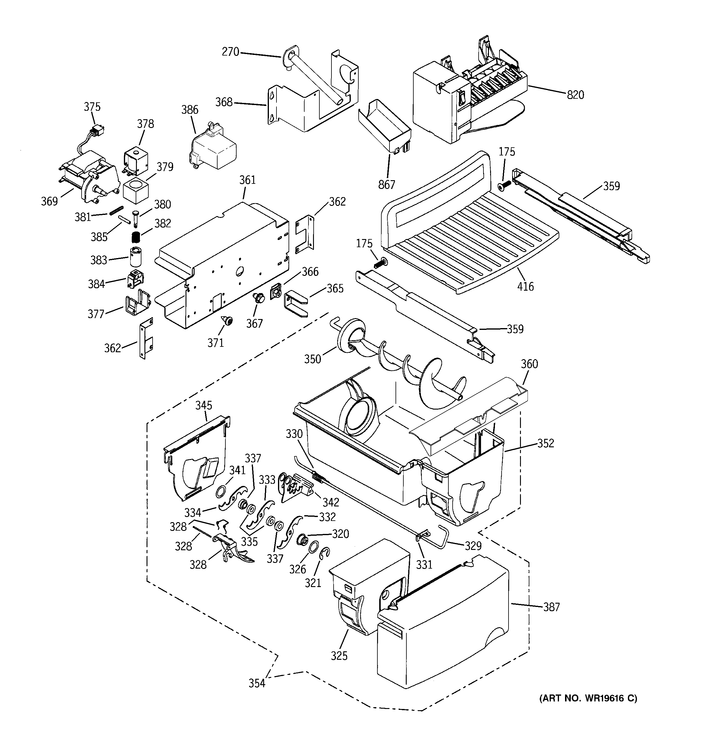 GE GSC21KGRBBB ice maker & dispenser diagram