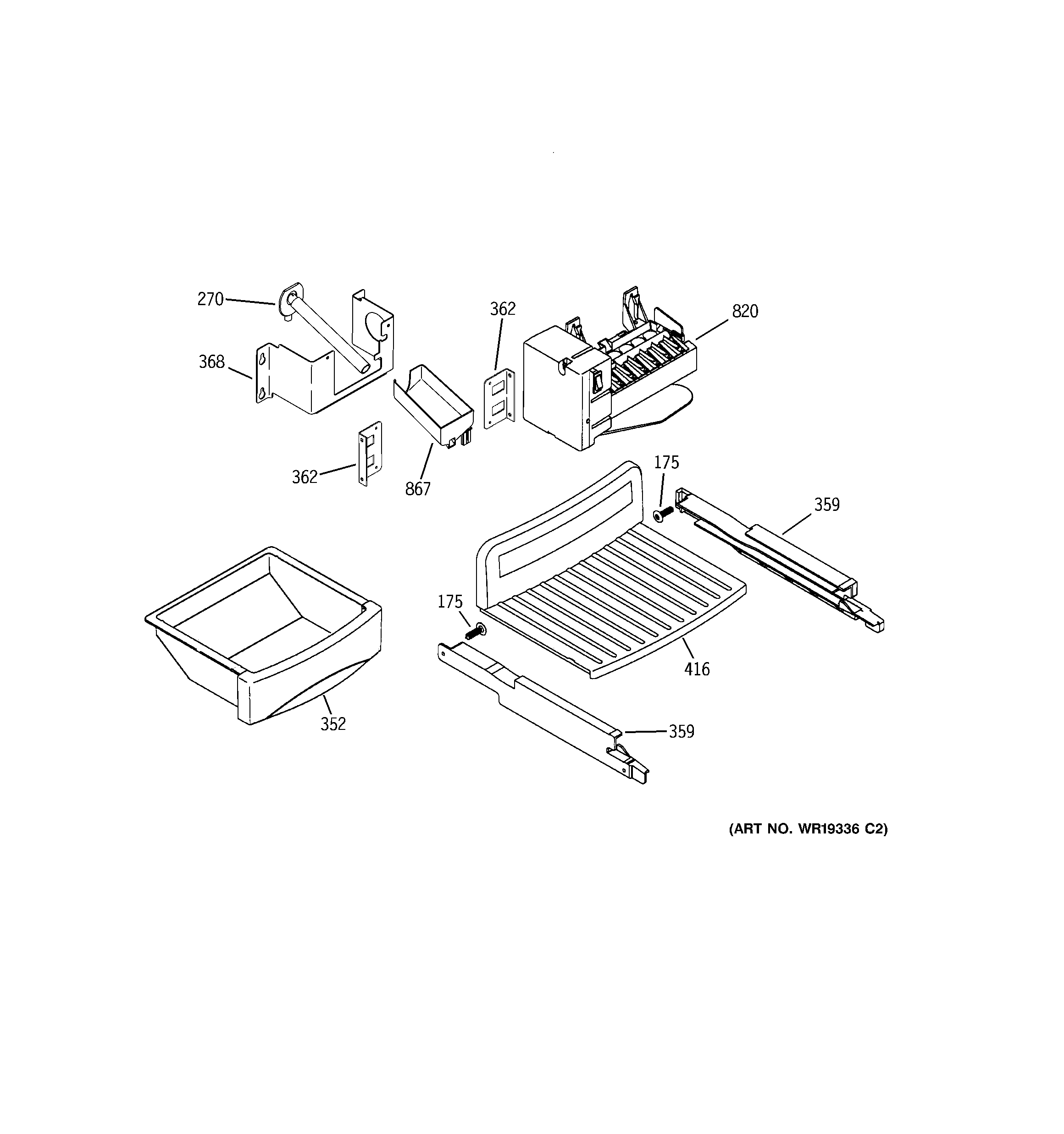 GE PSI23NCPBBB ice maker & dispenser diagram