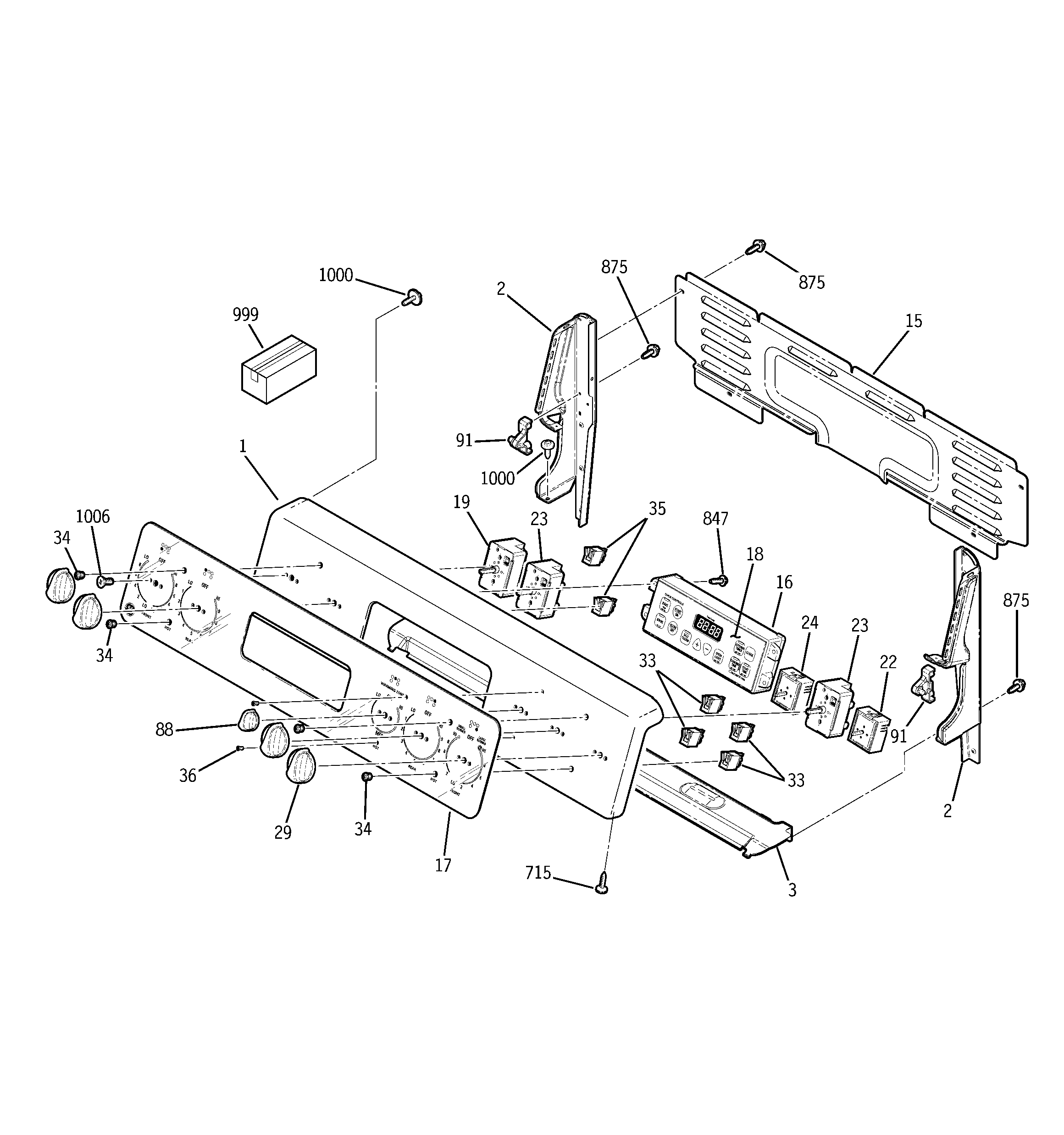 GE JBP99SH2SS control panel diagram