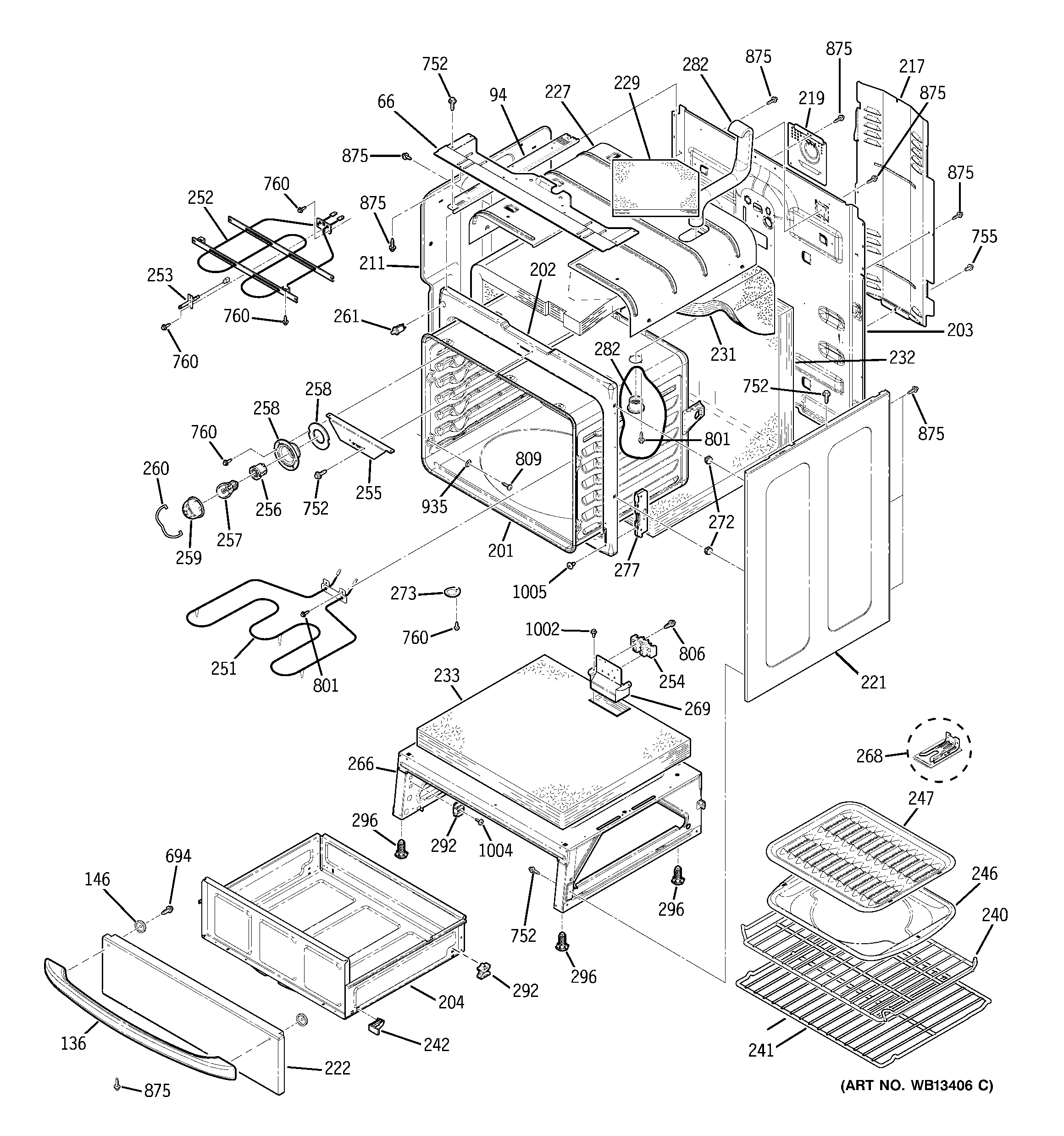 GE JBP99SH2SS body parts diagram