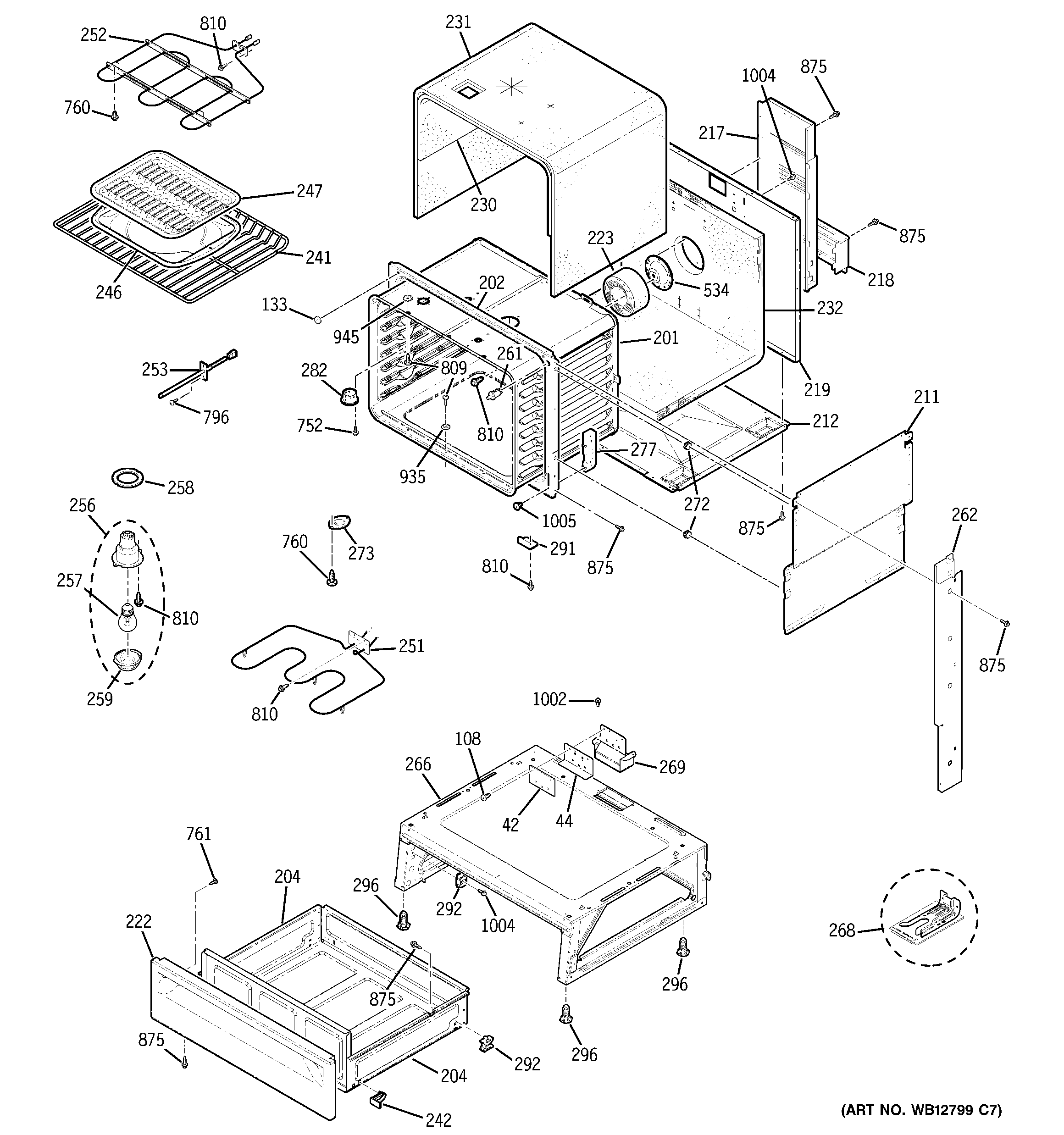 GE JSP47BF5BB body parts diagram