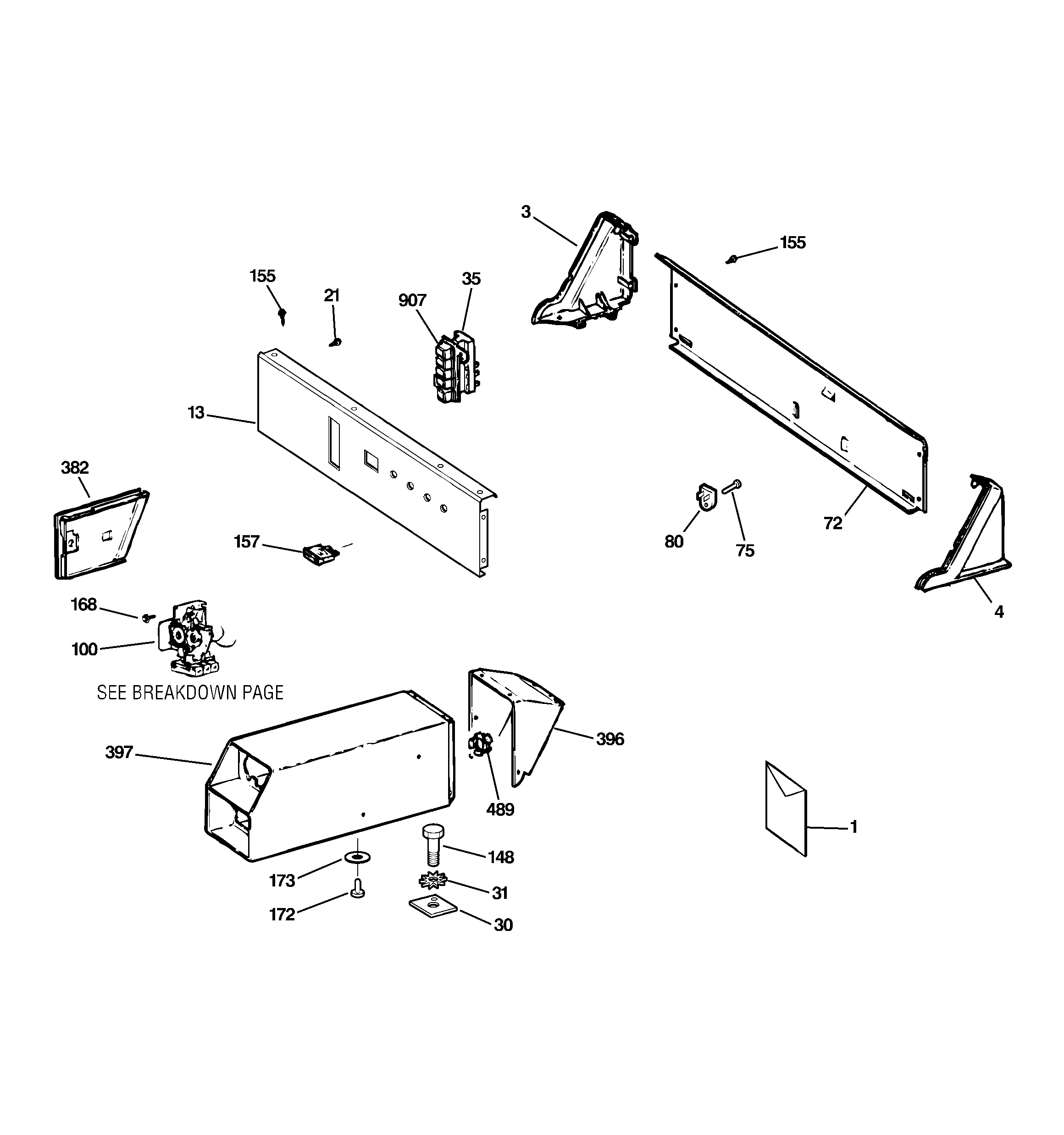 GE DCCB330ED1WC control panel & coin box assembly diagram