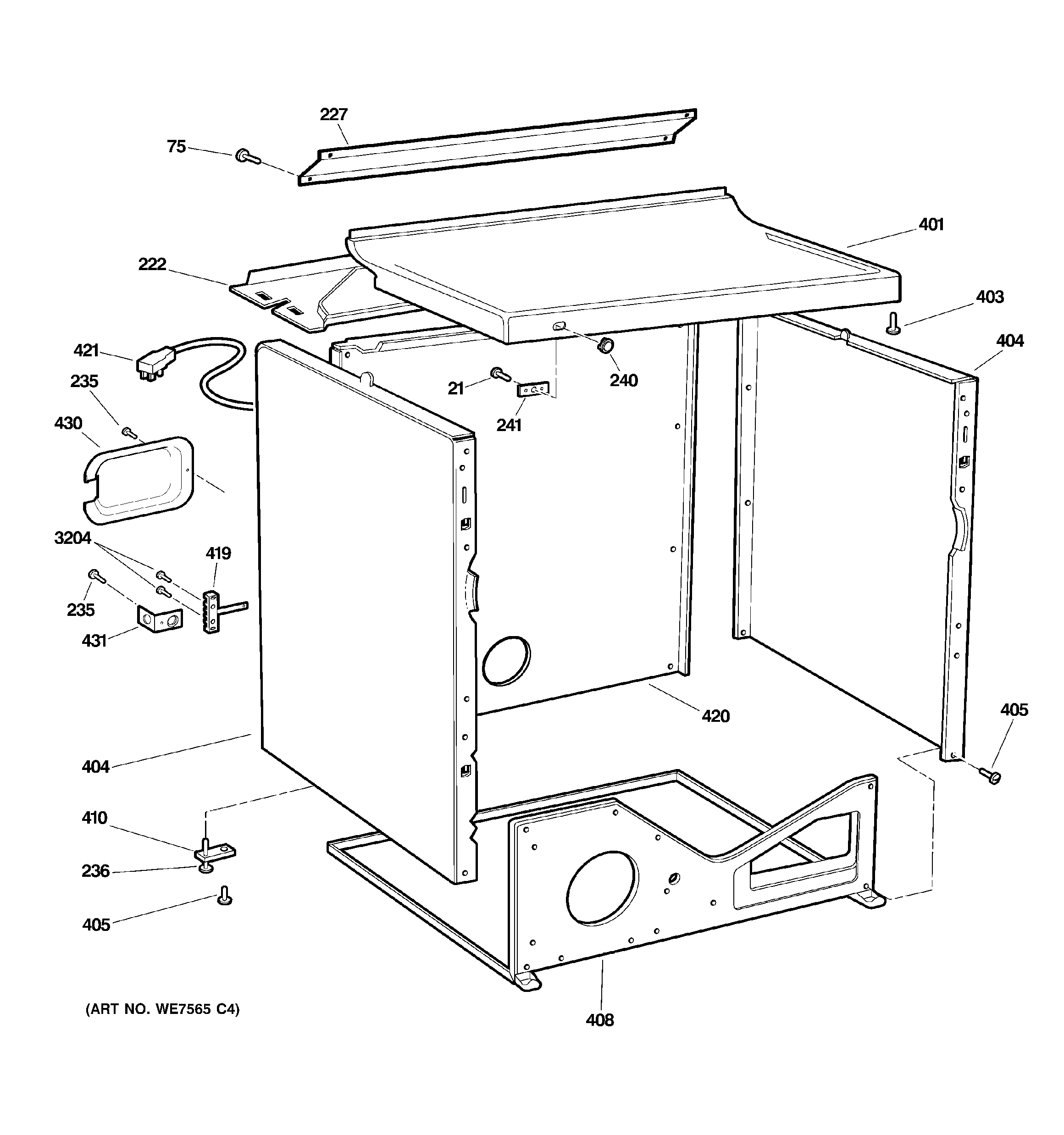 GE DCCB330ED1WC cabinet diagram