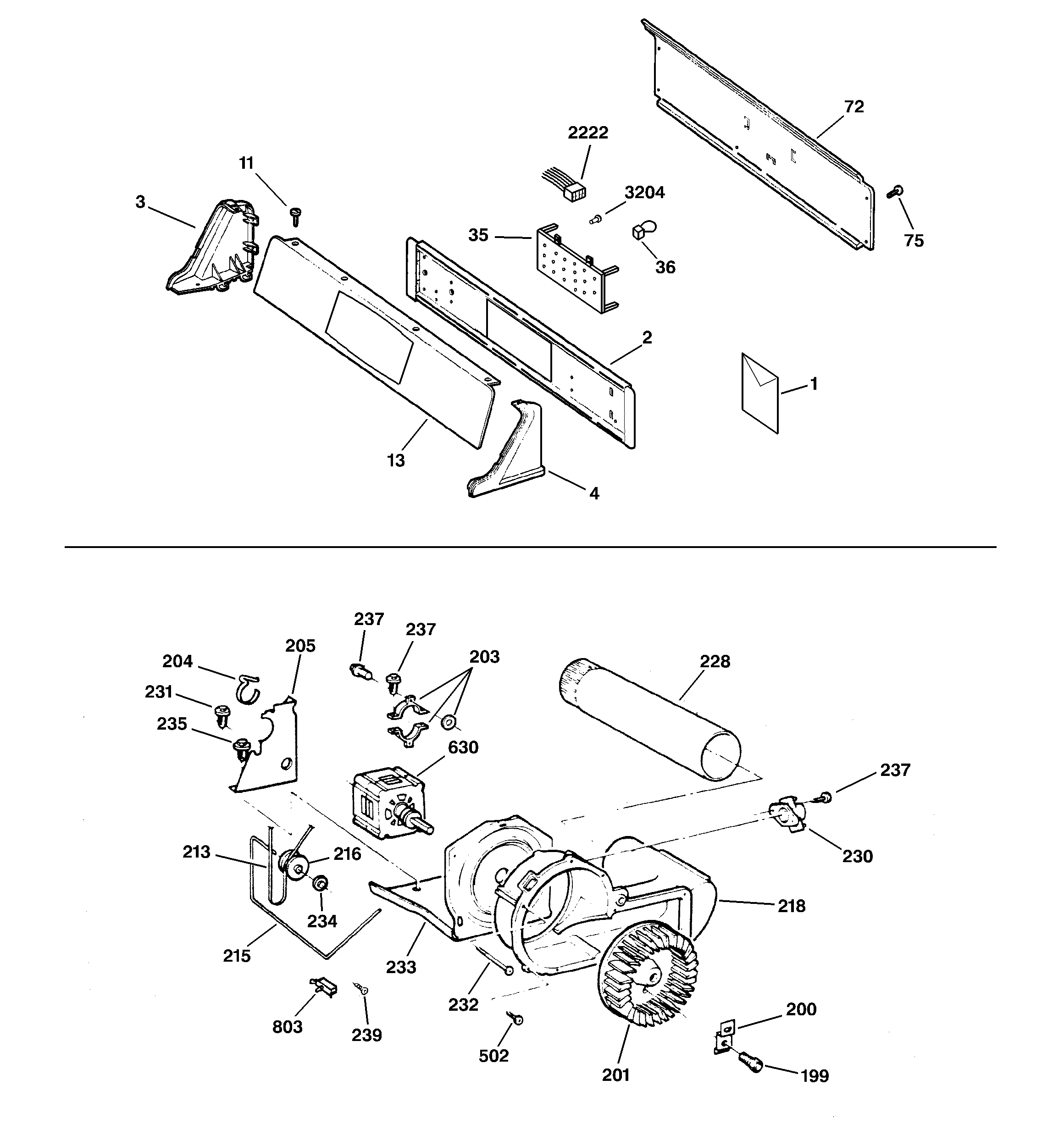 GE DNCD450GA2WC backsplash, blower & motor diagram