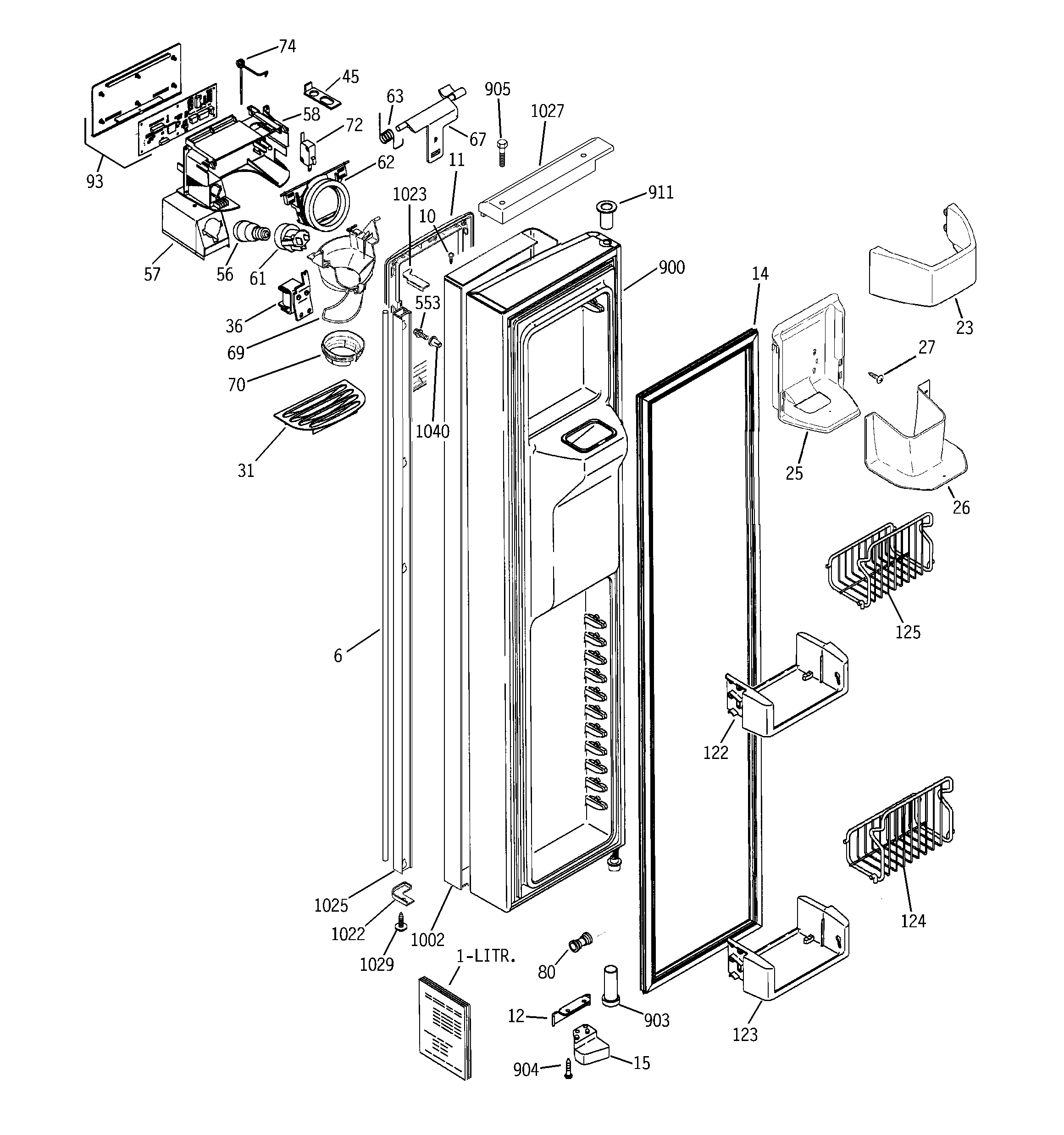 GE PSH23PSRASV freezer door diagram