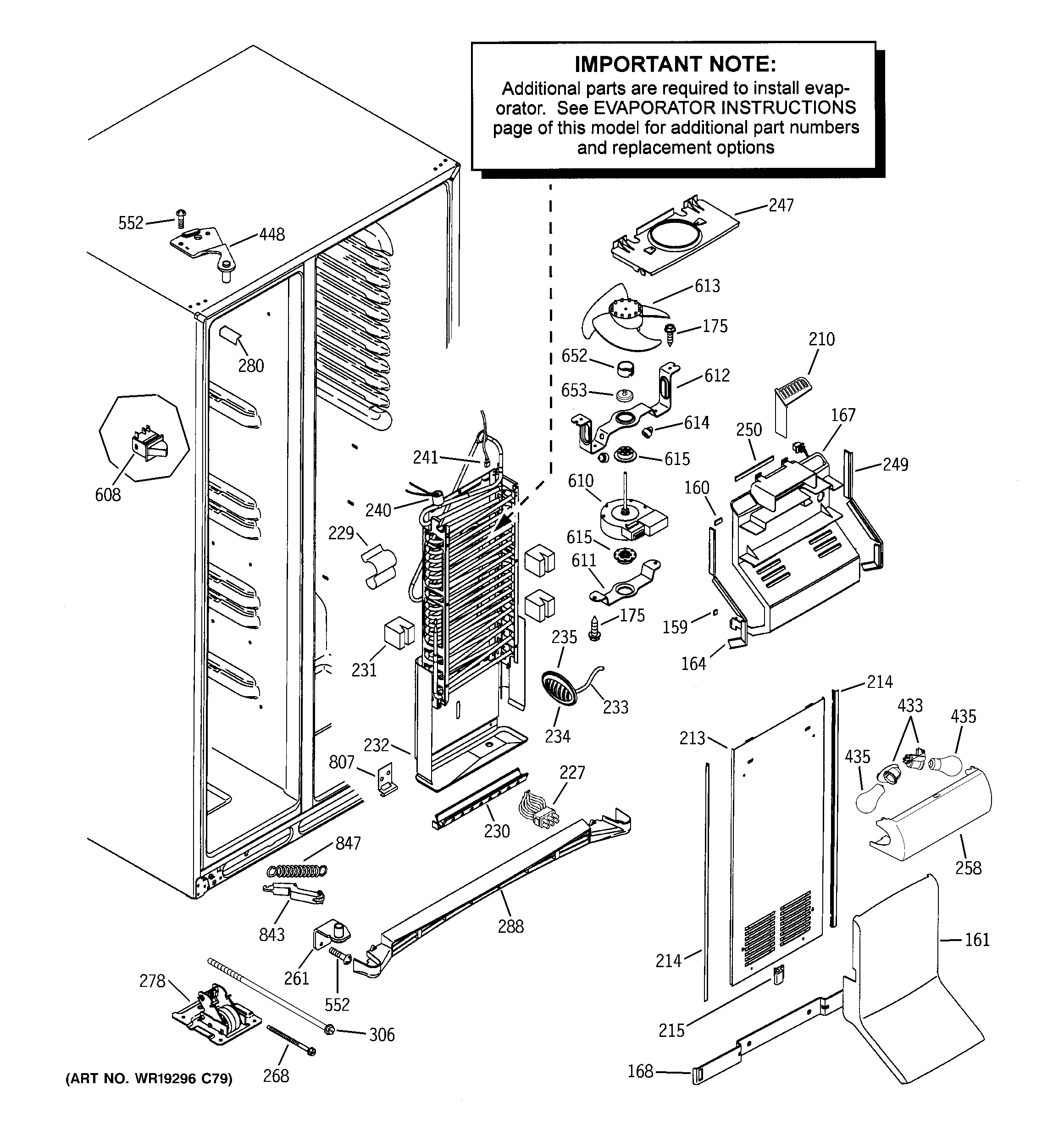 GE GCG21YERAFSS freezer section diagram