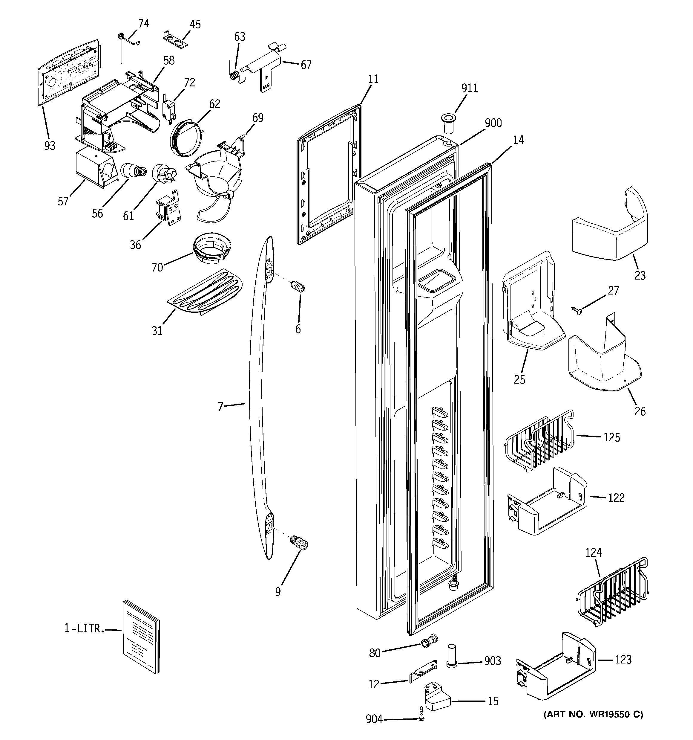 GE PSS26SGRBSS freezer door diagram