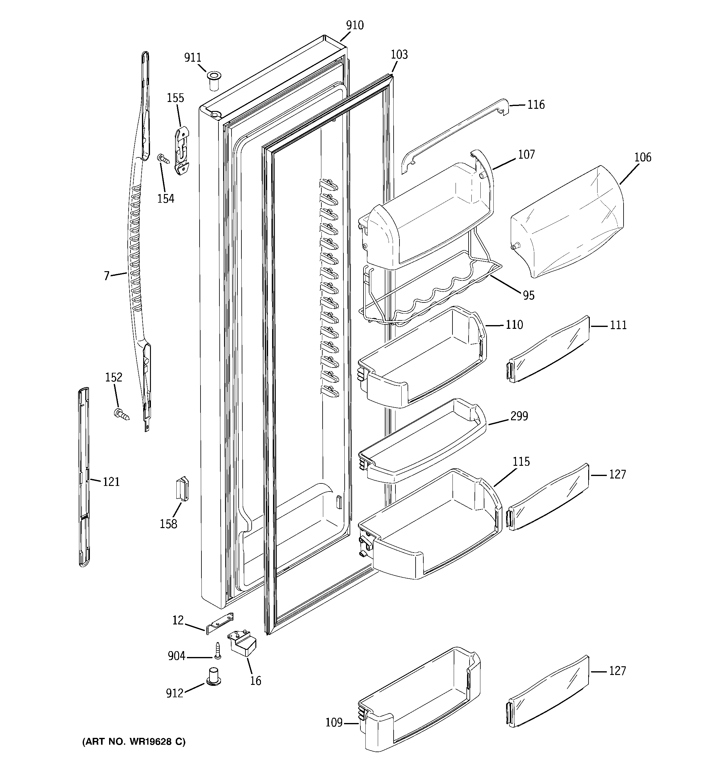 GE MCG23MIMHFBB fresh food door diagram