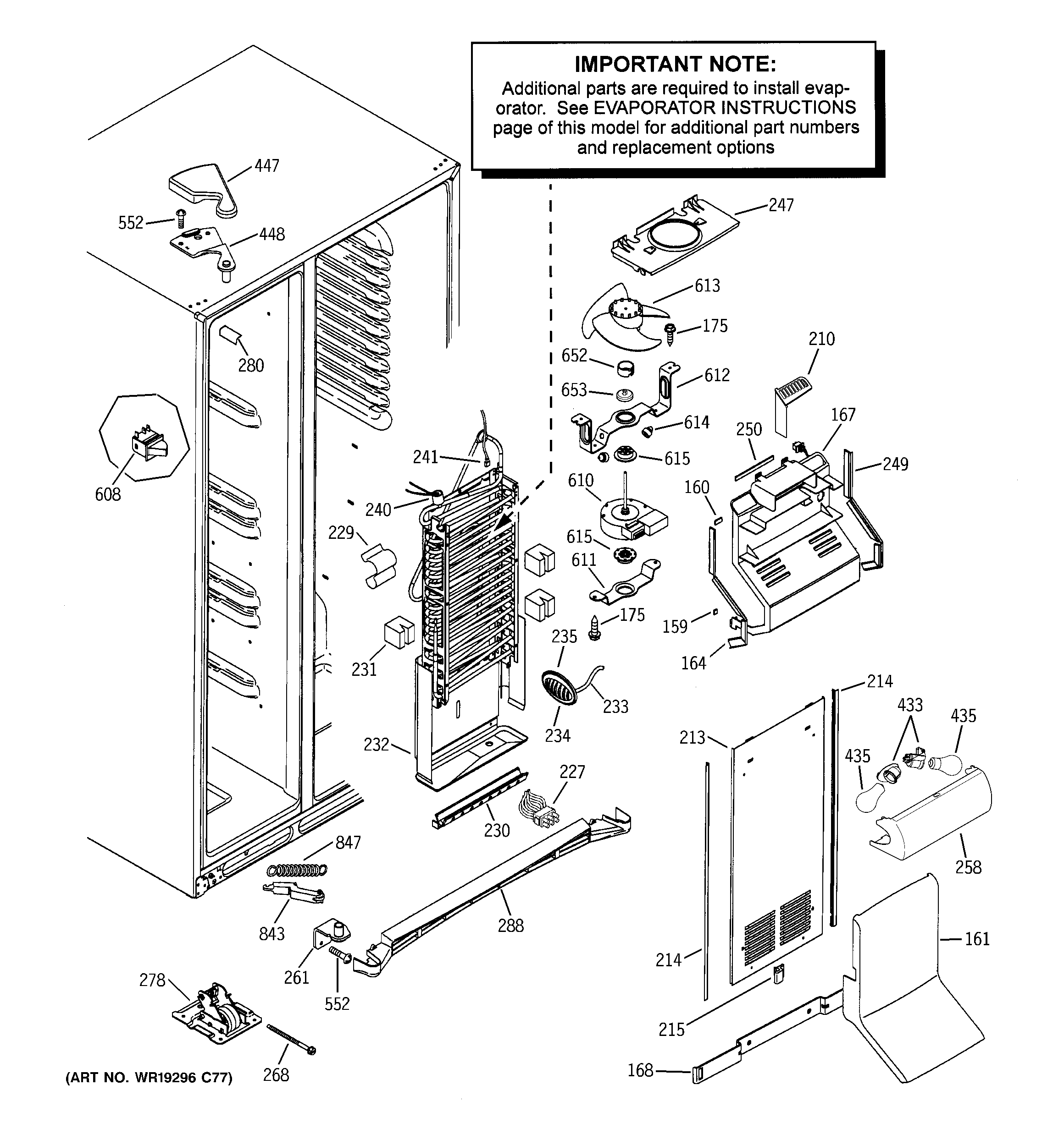 GE MCG23MIMHFBB freezer section diagram
