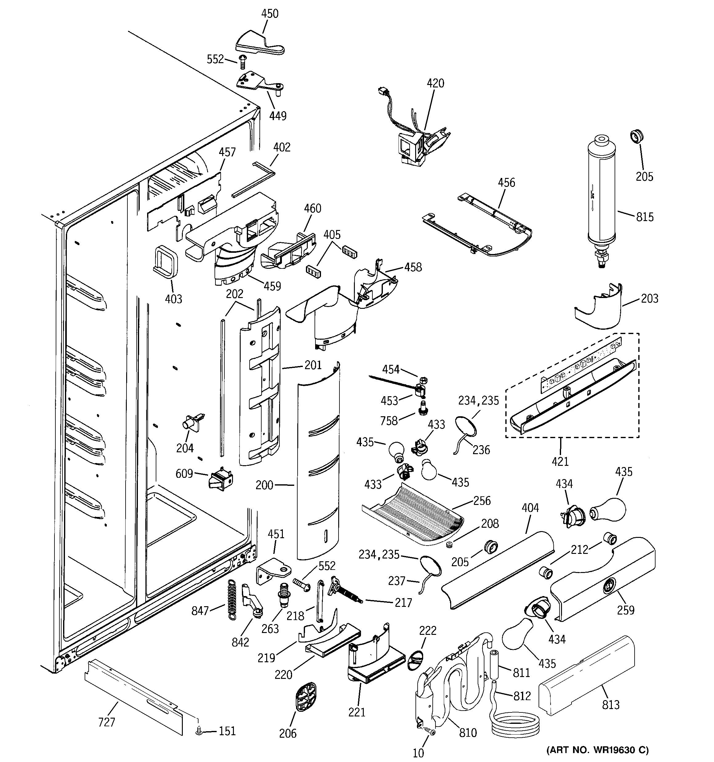 GE MCG23MIMHFBB fresh food section diagram