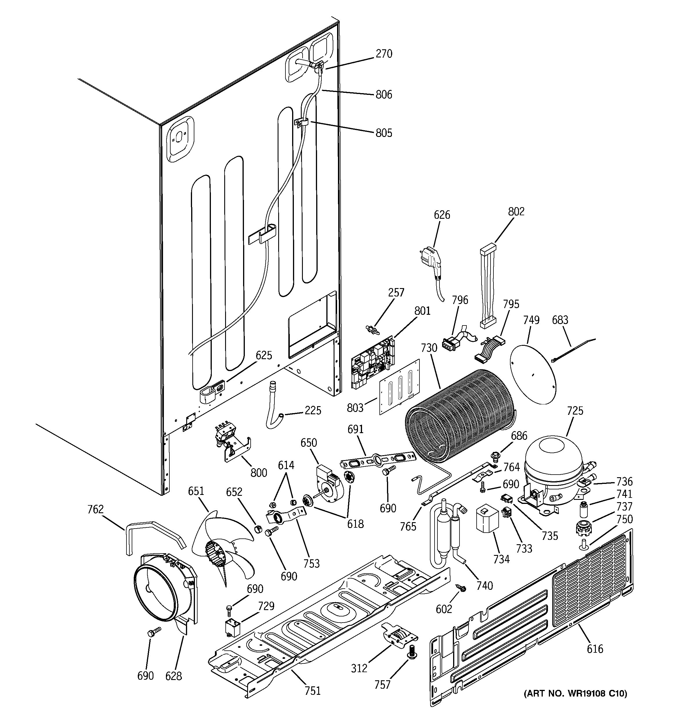 GE MCG23MIMHFBB sealed system & mother board diagram