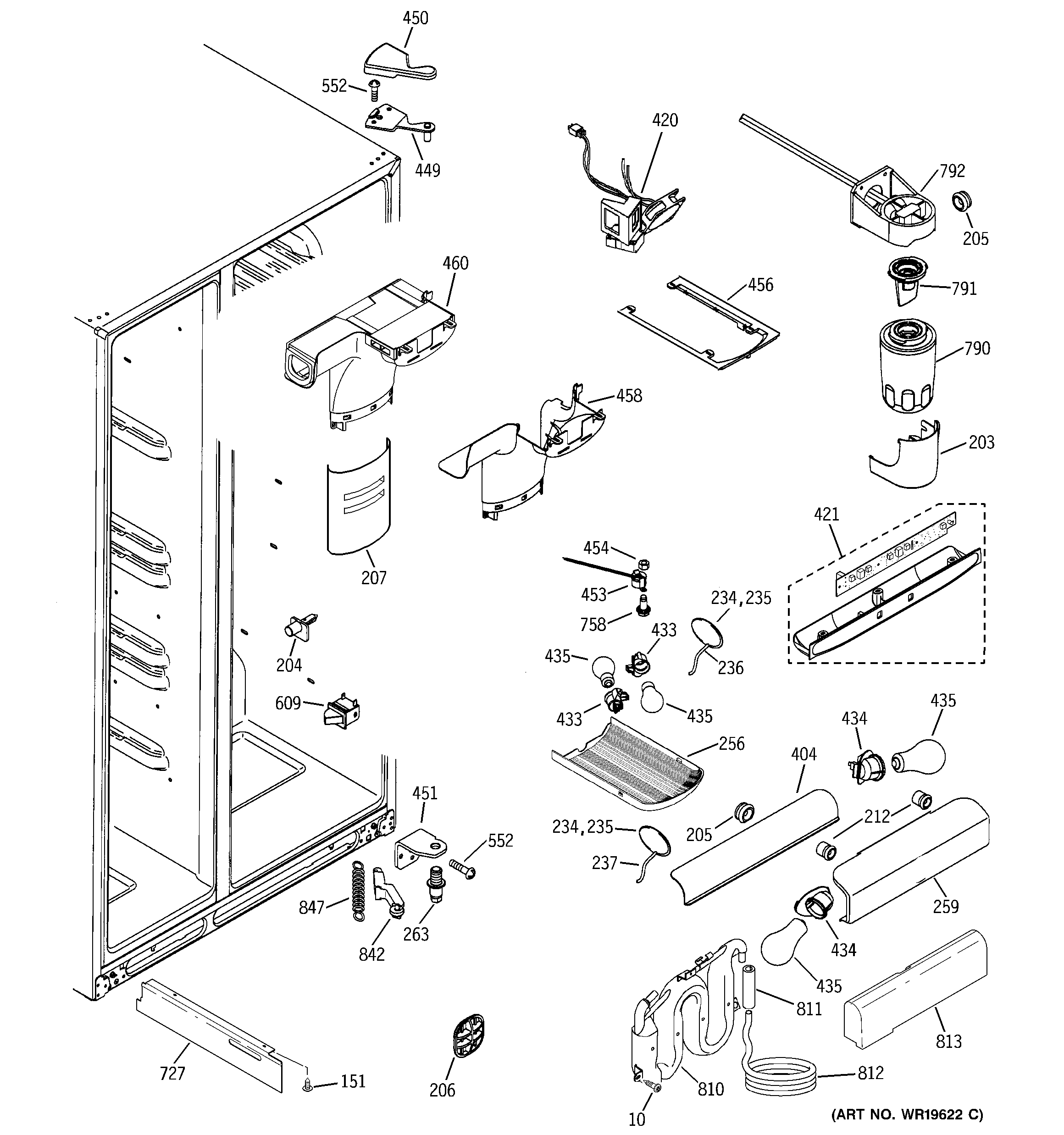 GE ESS25LSRBSS fresh food section diagram
