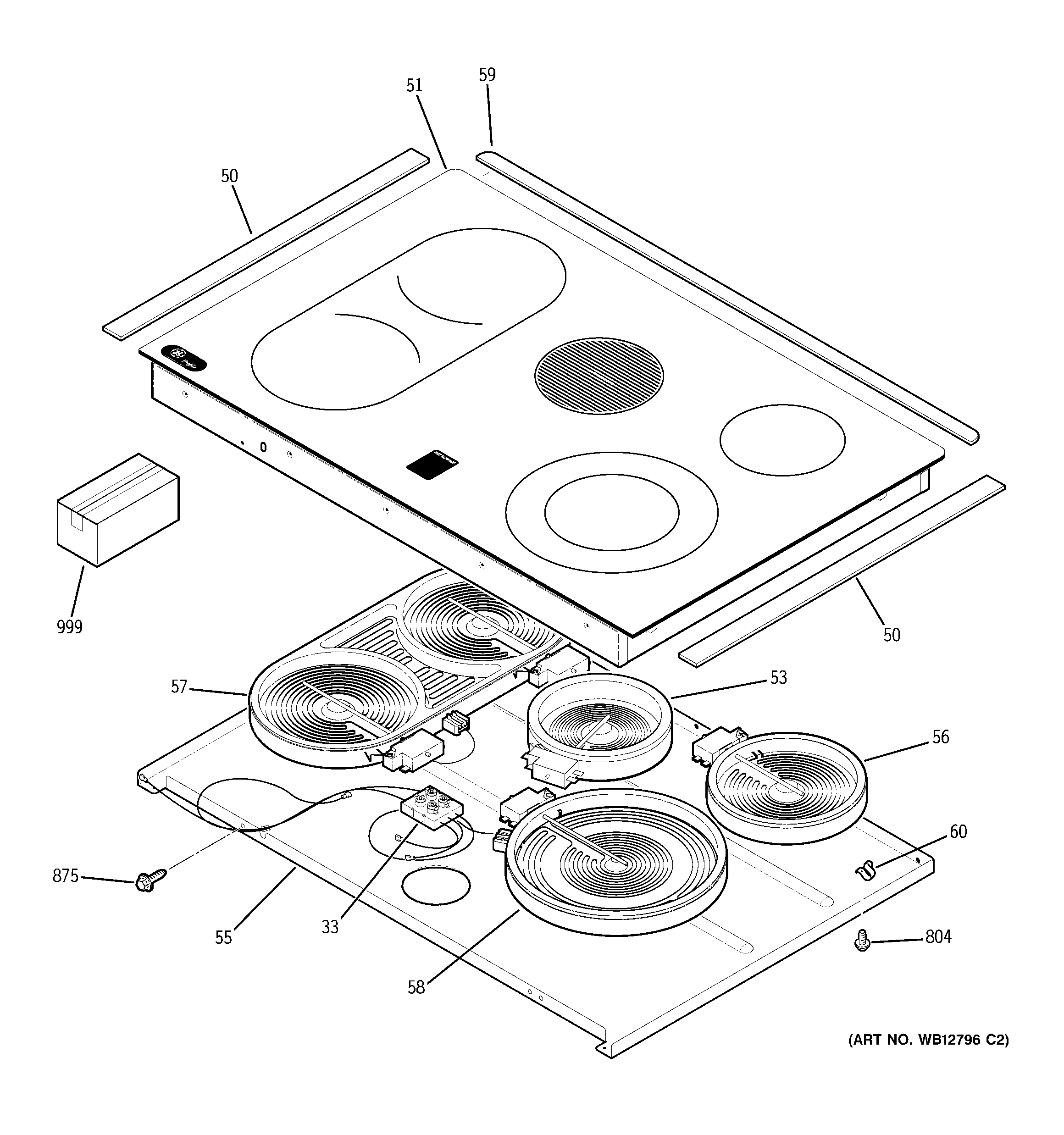 GE JD968BF5BB cooktop diagram