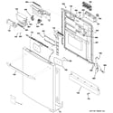 GE PDW9200J03WW escutcheon & door assembly diagram